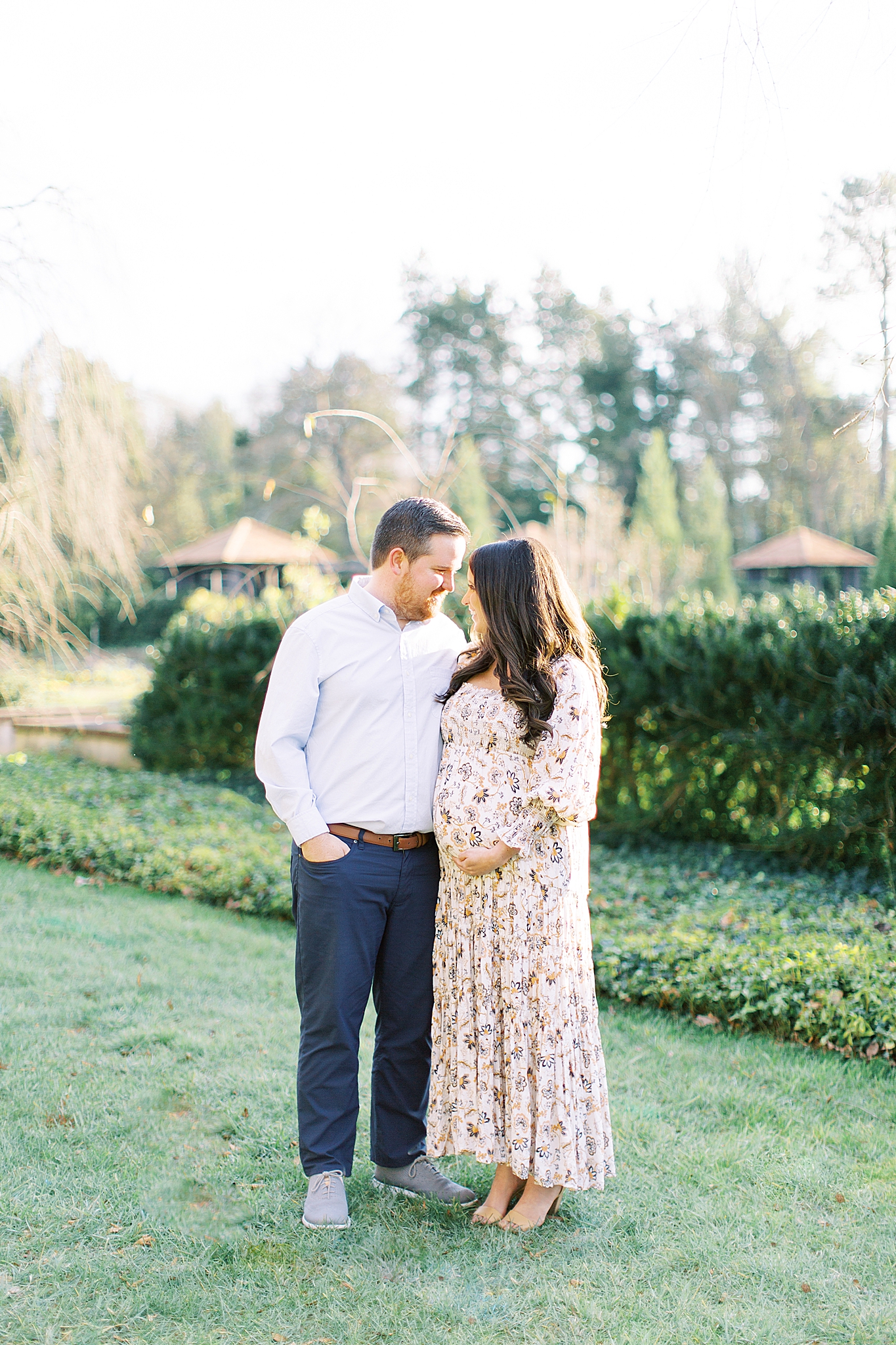 Reynolda Village maternity session for young couple