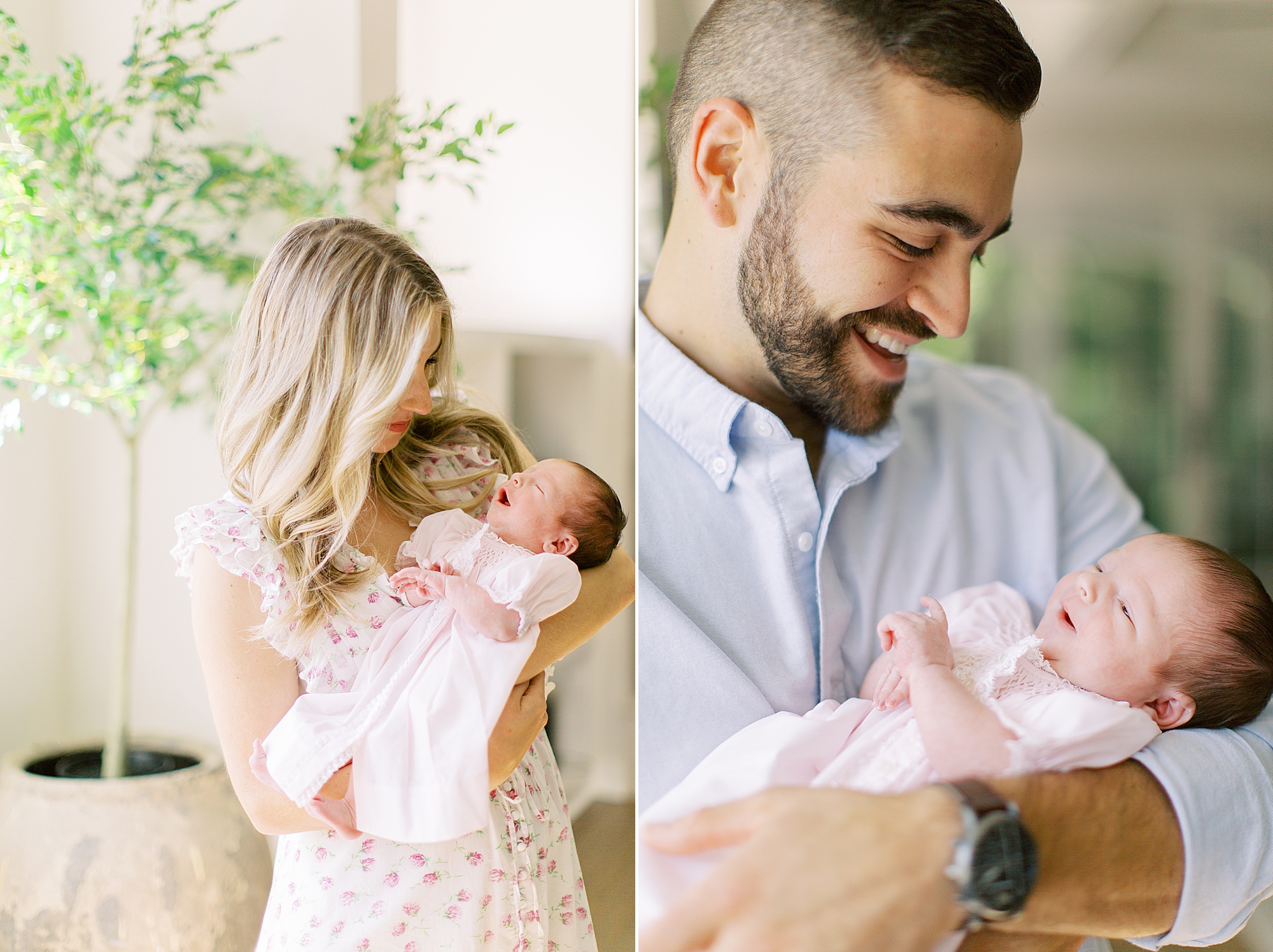 parents hold daughter during Charlotte NC newborn photos