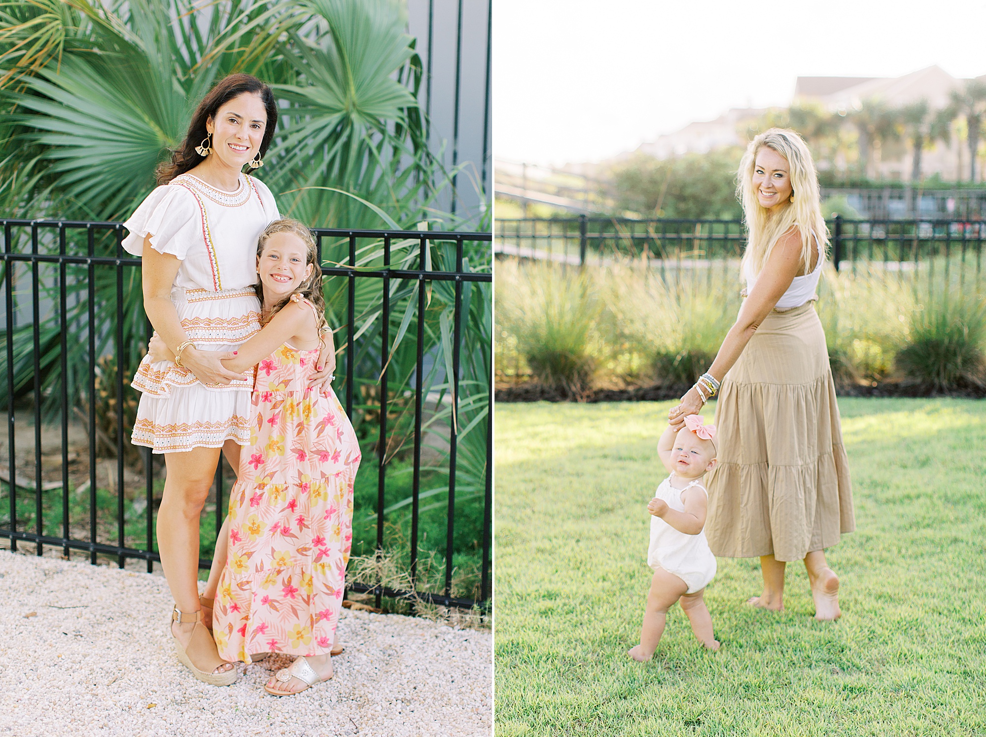 mom plays with daughter during Charleston family session