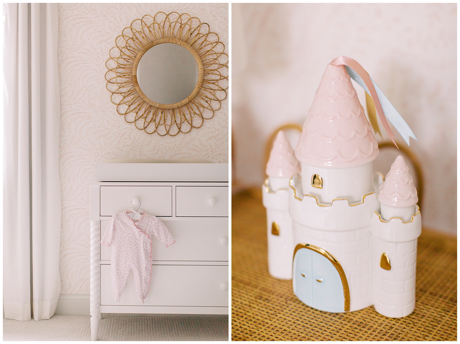 details for baby girl's nursery during Lifestyle Newborn Session in Charlotte