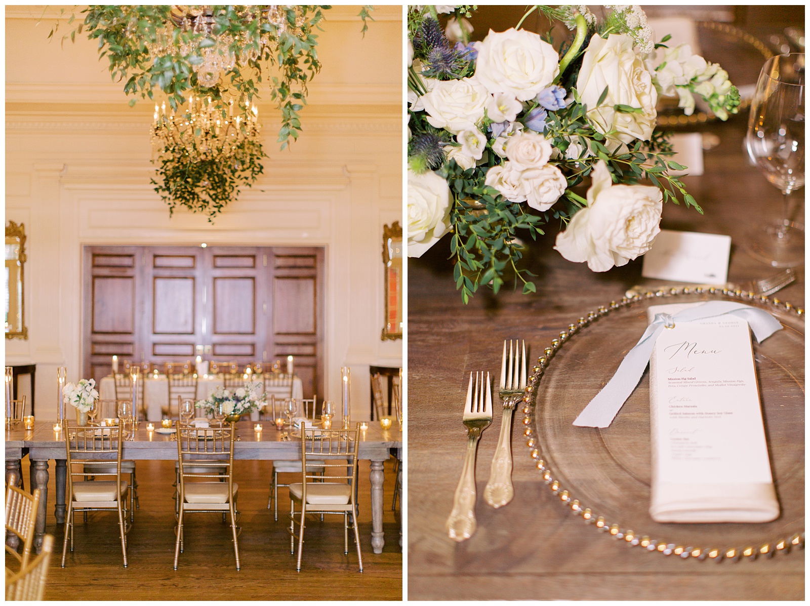 wedding reception in Charlotte NC with gold details