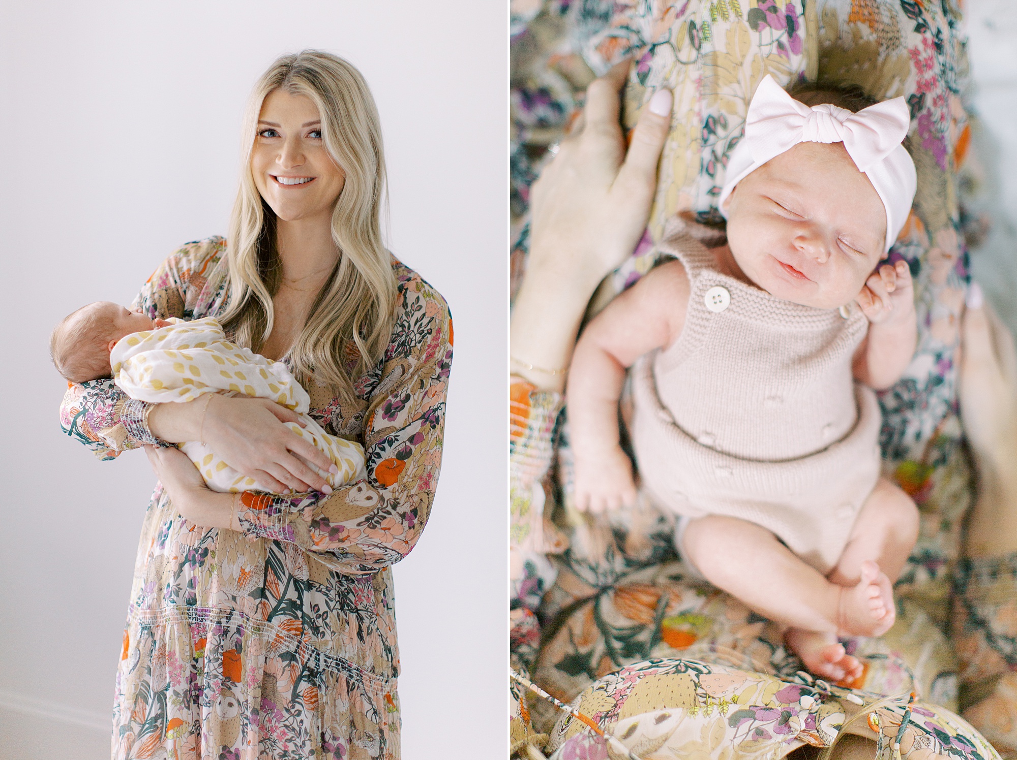 baby sleeps in mom's lap during Charlotte newborn session