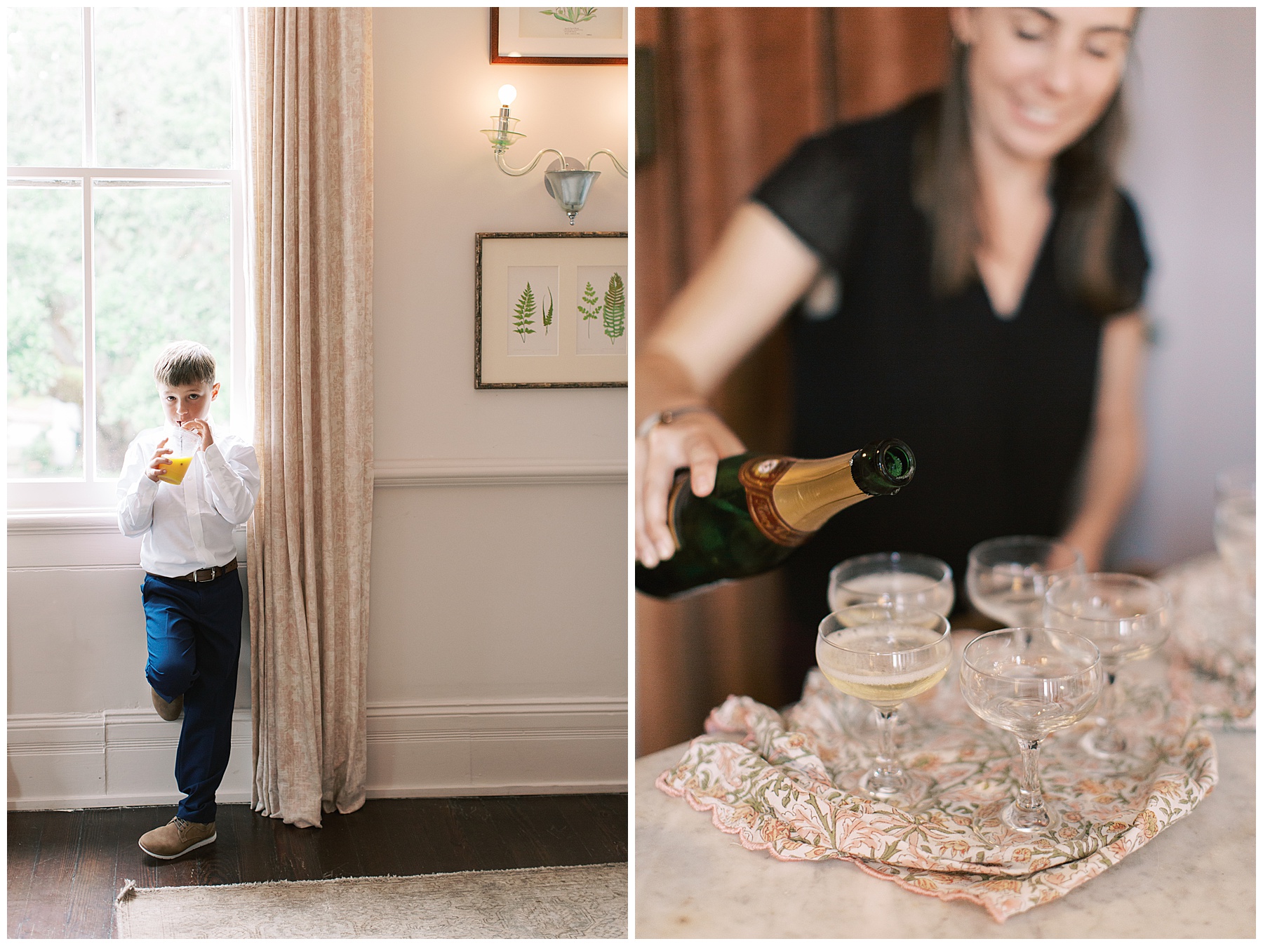 woman puts glasses of champagne at the Post House Inn