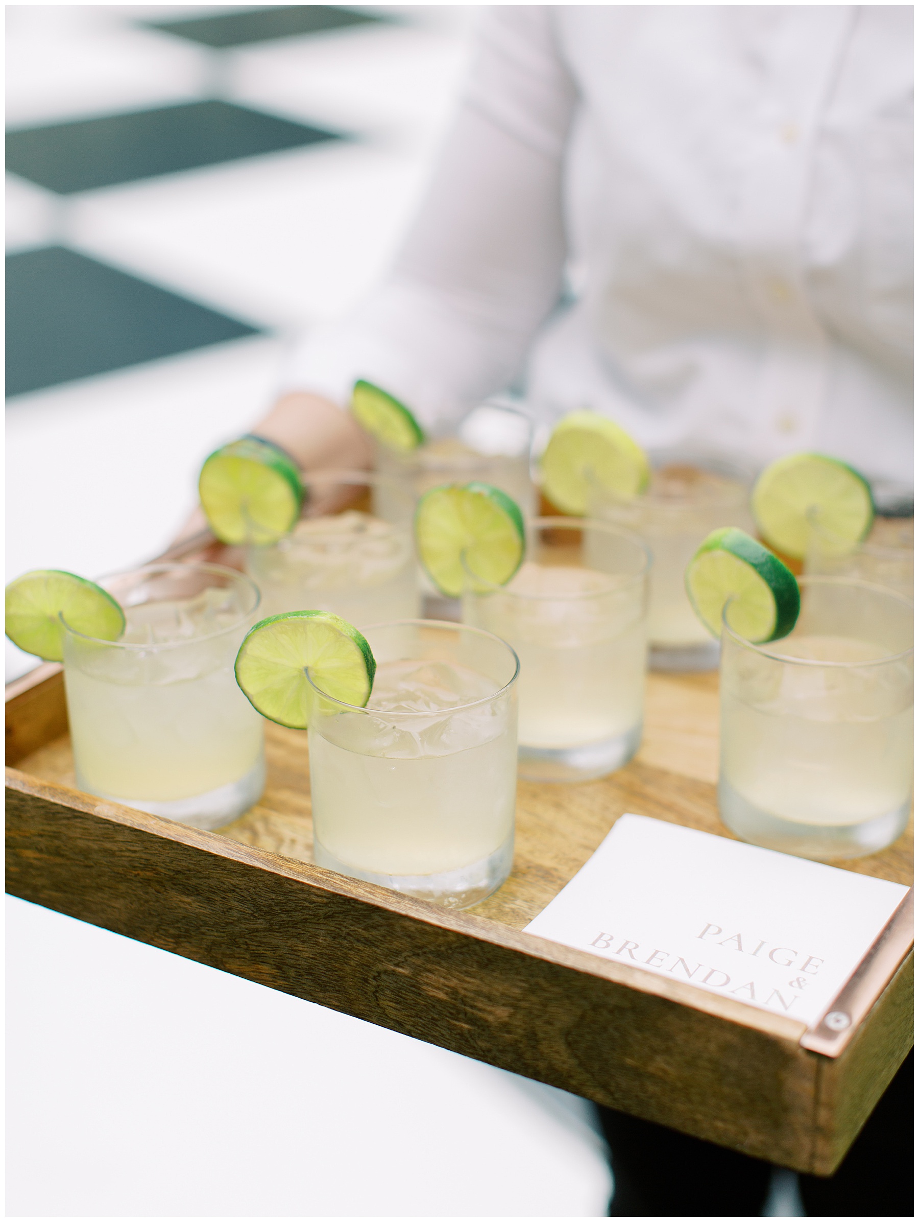 signature cocktails with lime slices on the rim at the William Aiken House