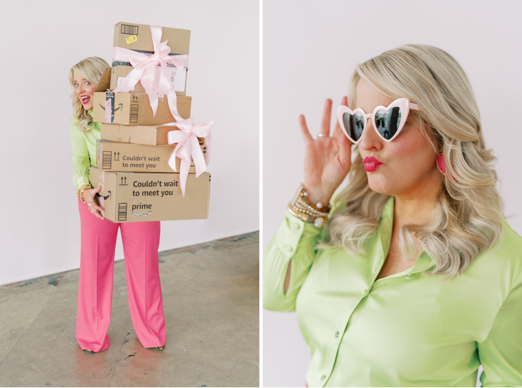 woman holding amazon boxes for branding session for online shopping business