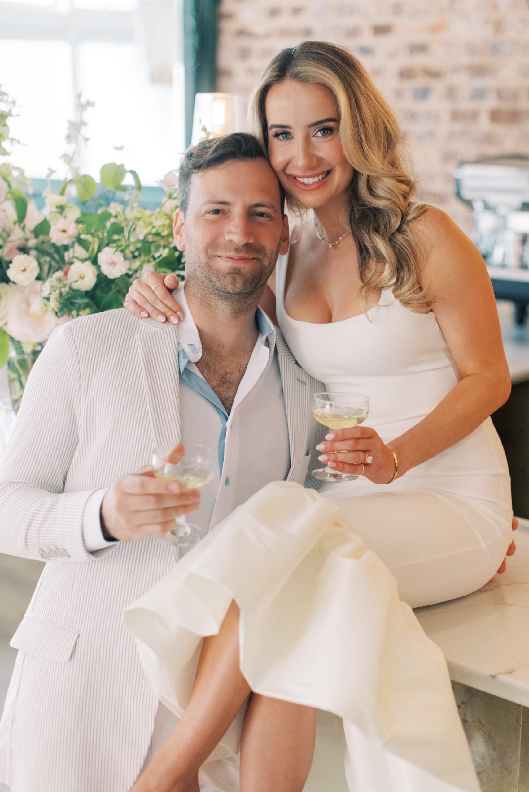 Bride and groom the night before Charleston wedding