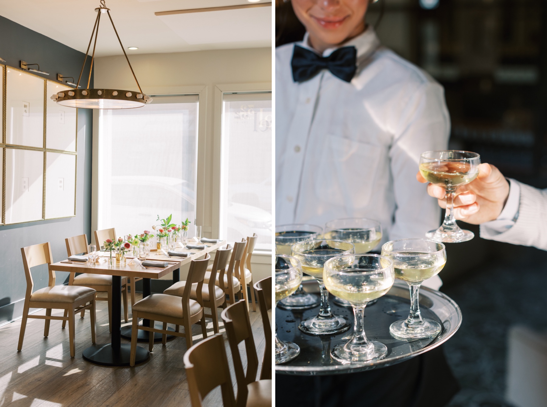 champagne served at rehearsal dinner