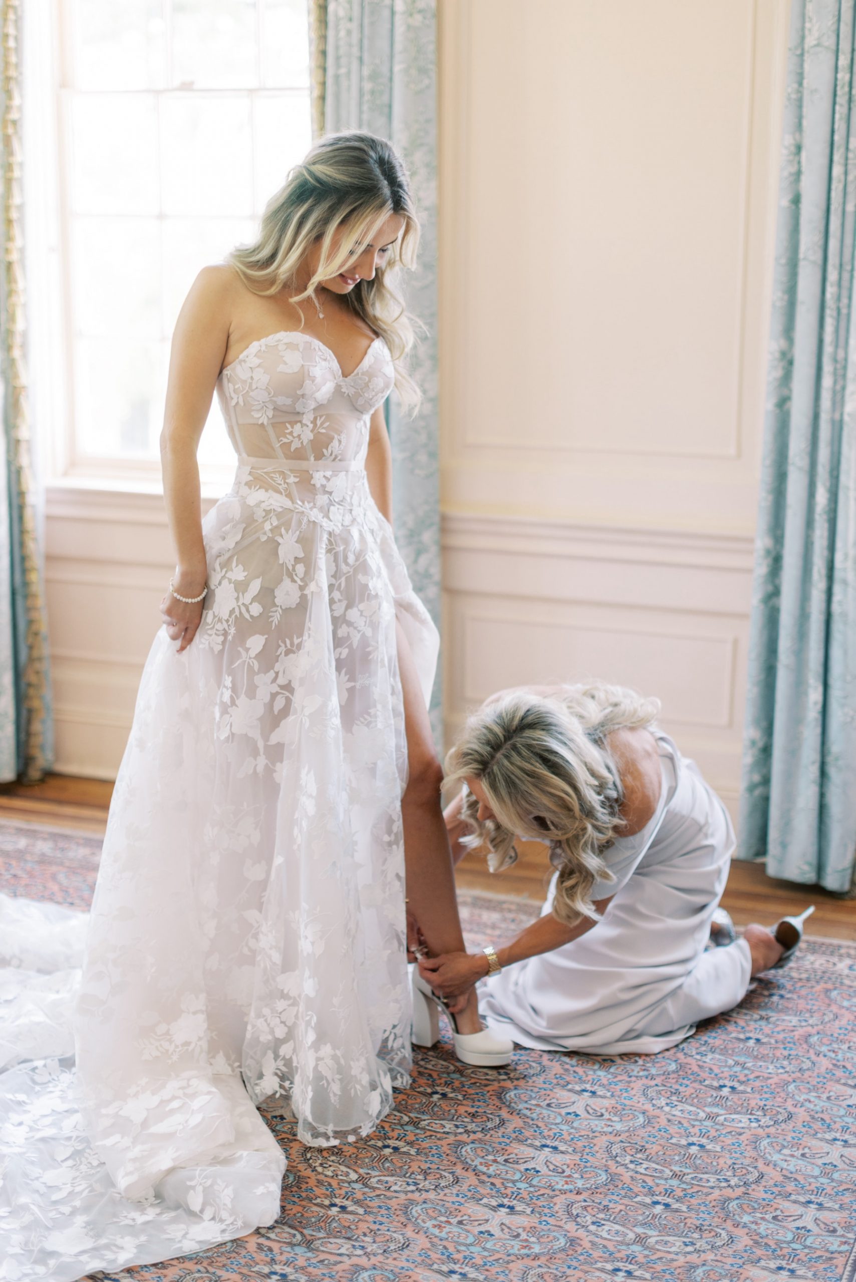 bride getting ready for Italian-Inspired Celebration at Lowndes Grove