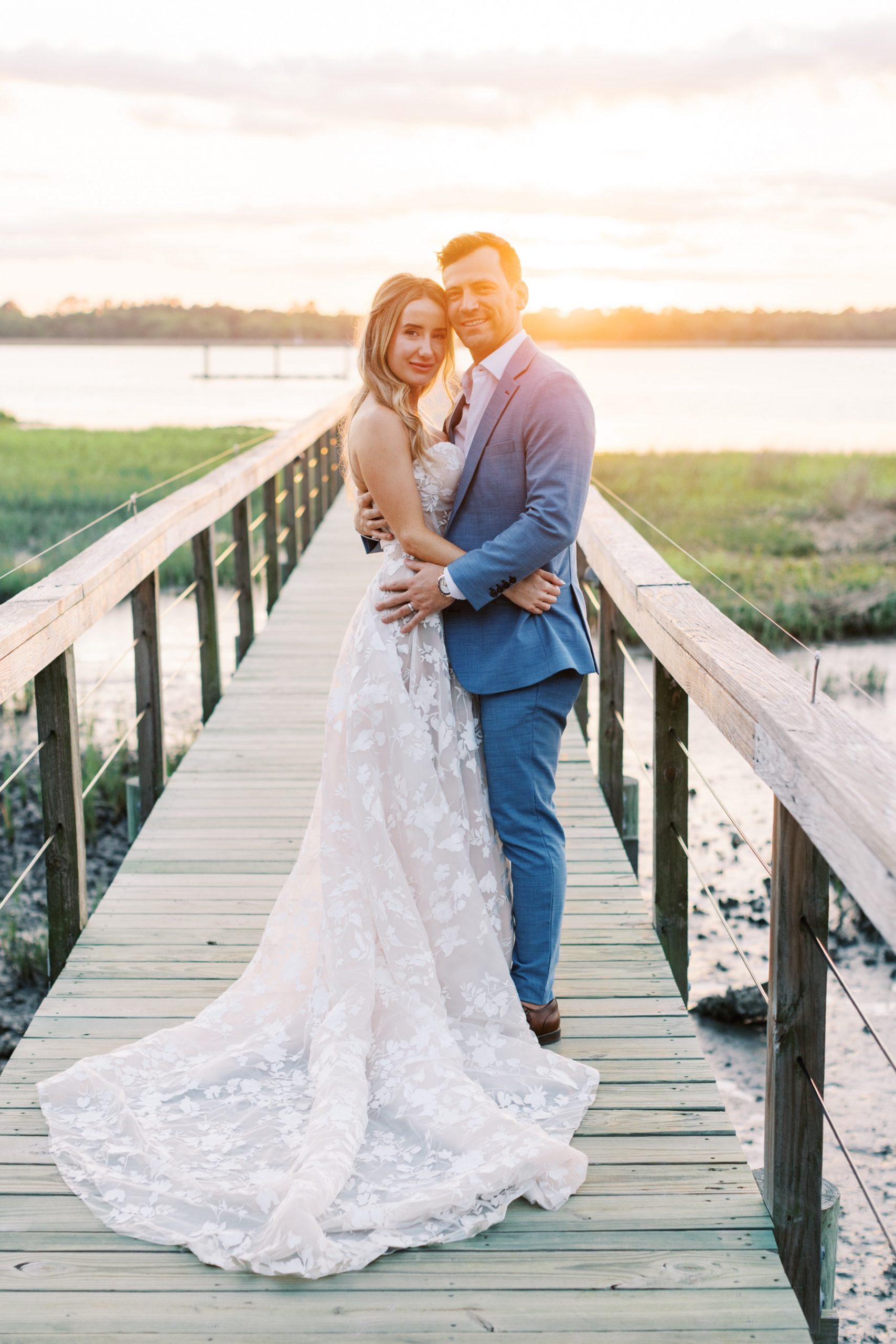 romantic sunset wedding portraits in Charleston, SC