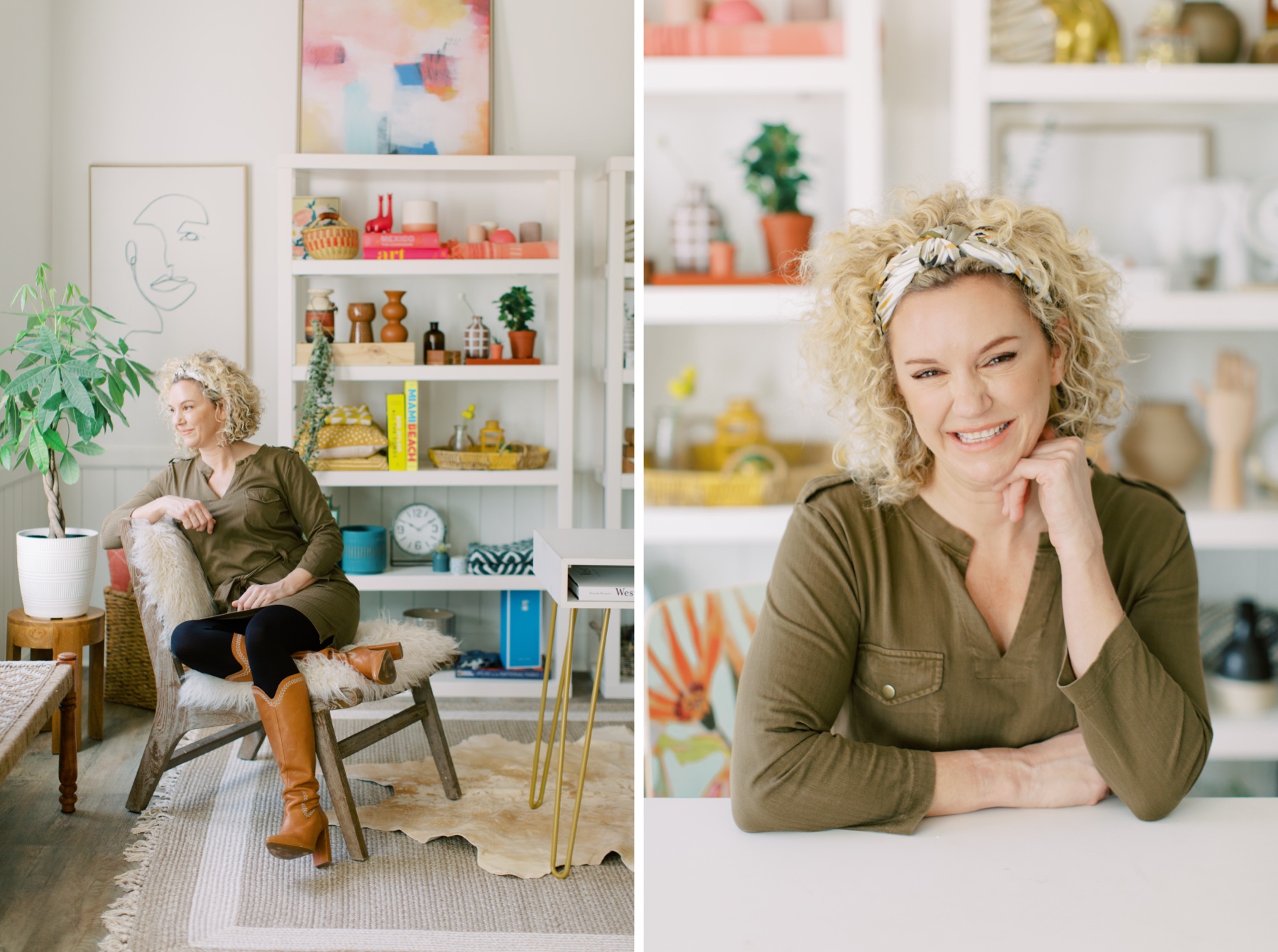 real estate agent sits by window in home