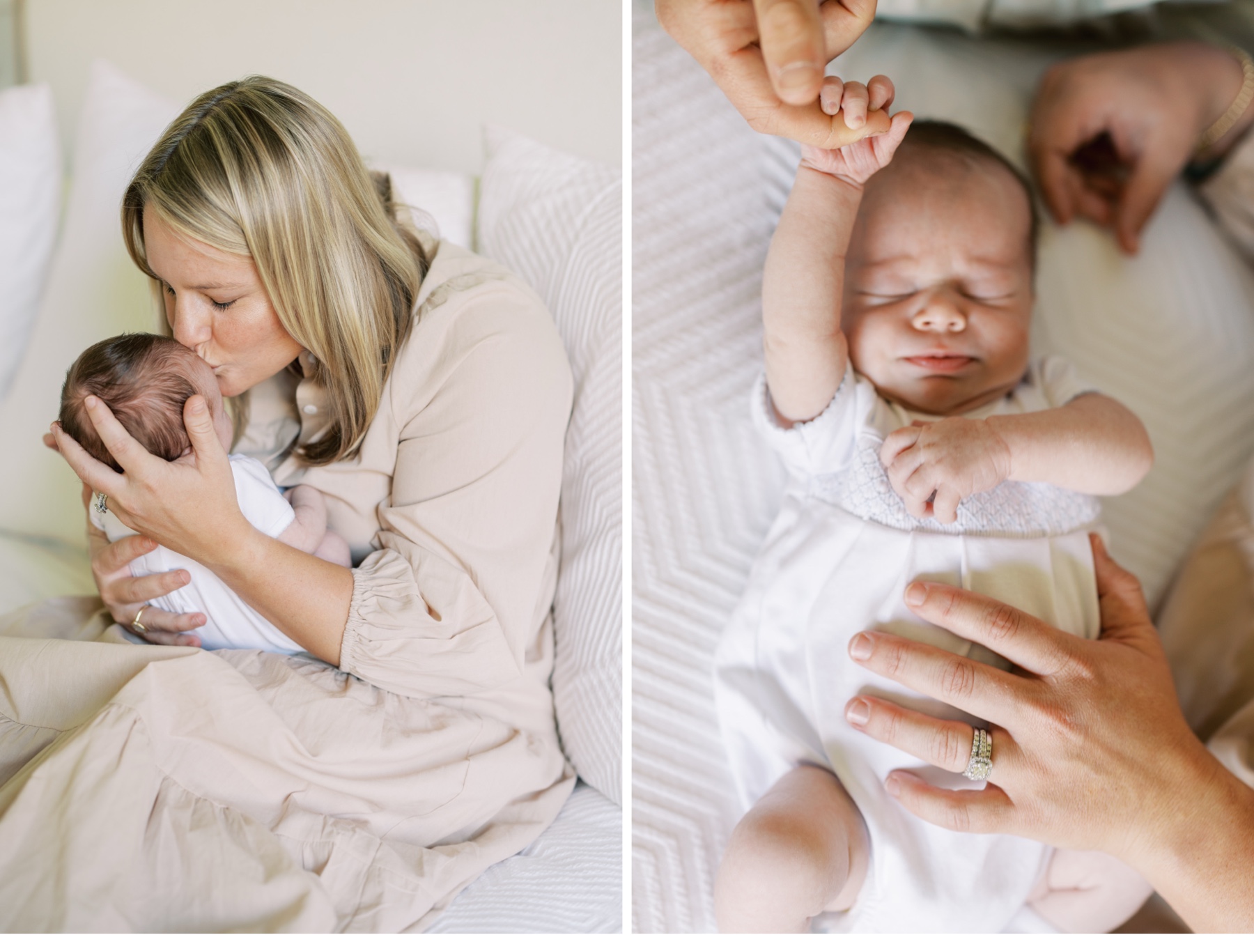 mom kisses newborn boy's head