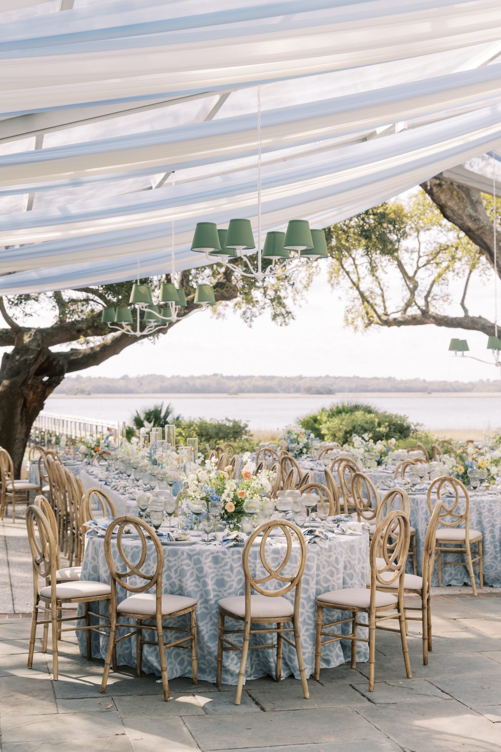 Southern wedding details in white and light blue 