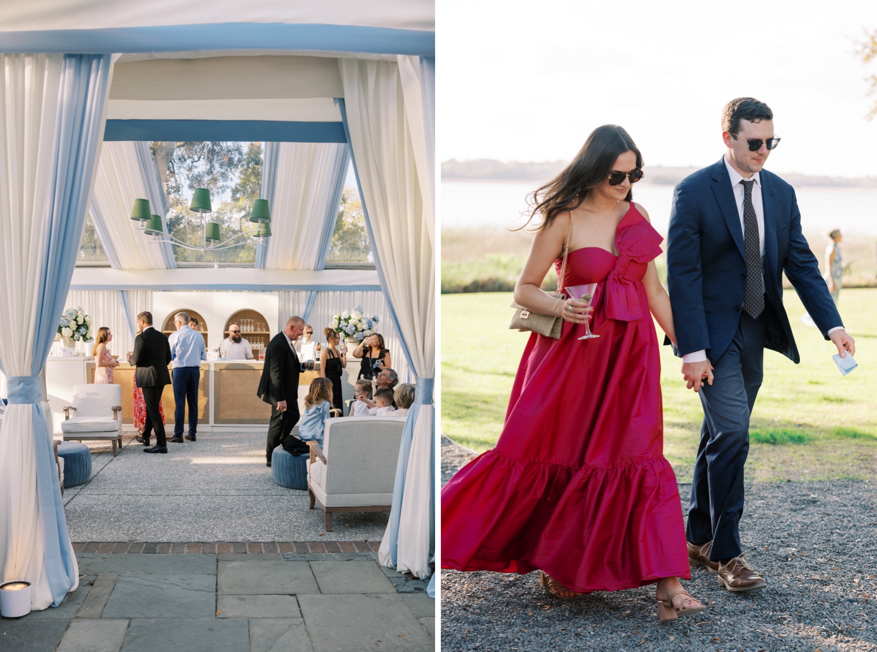 wedding guests enjoy cocktail hour