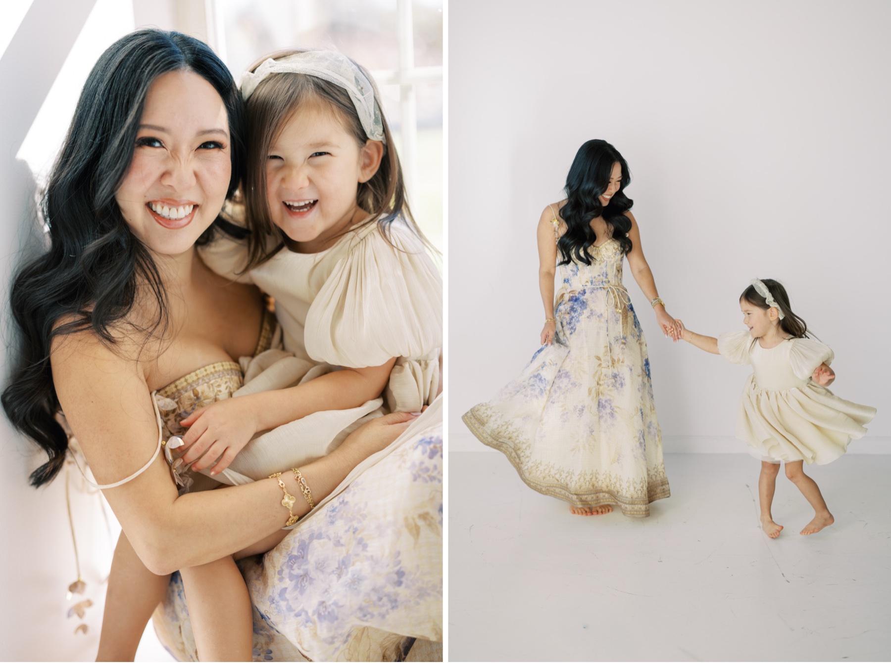 candid and joyful family portraits of mother and daughter in Charlotte studio