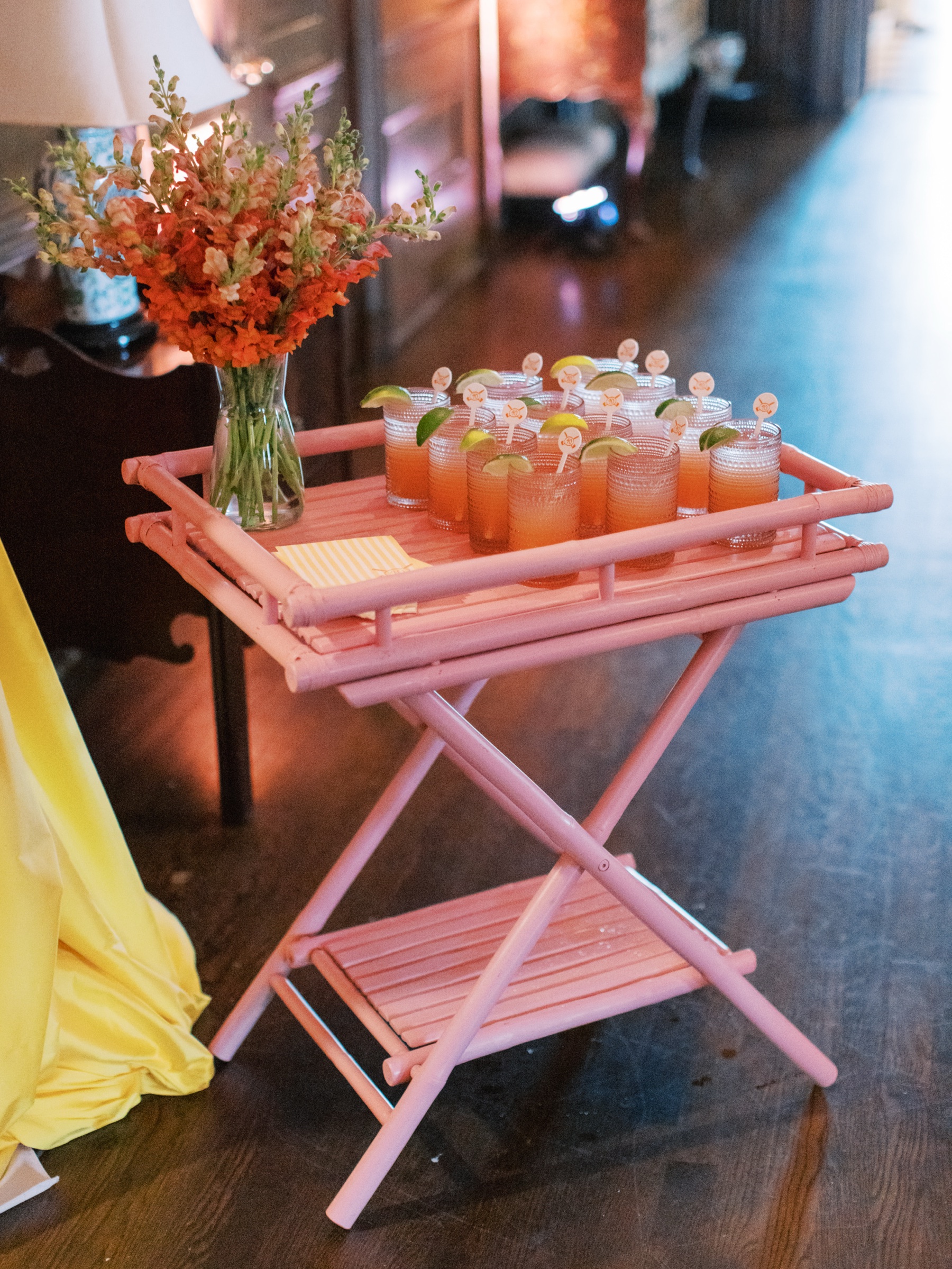 drinks on pink cart 