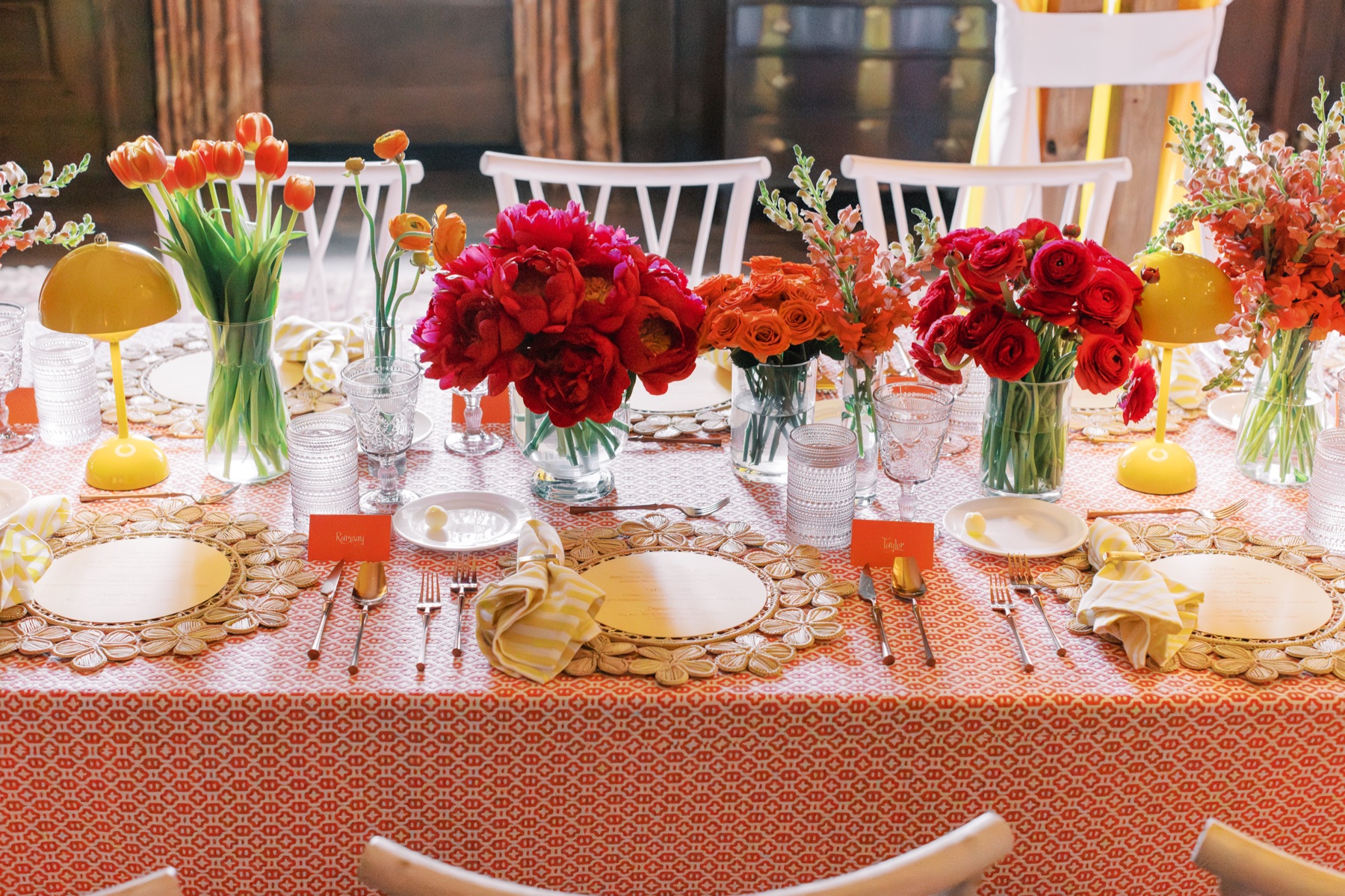 colorful tablescape at Palm Beach Inspired 40th Birthday at Charlotte Country Club