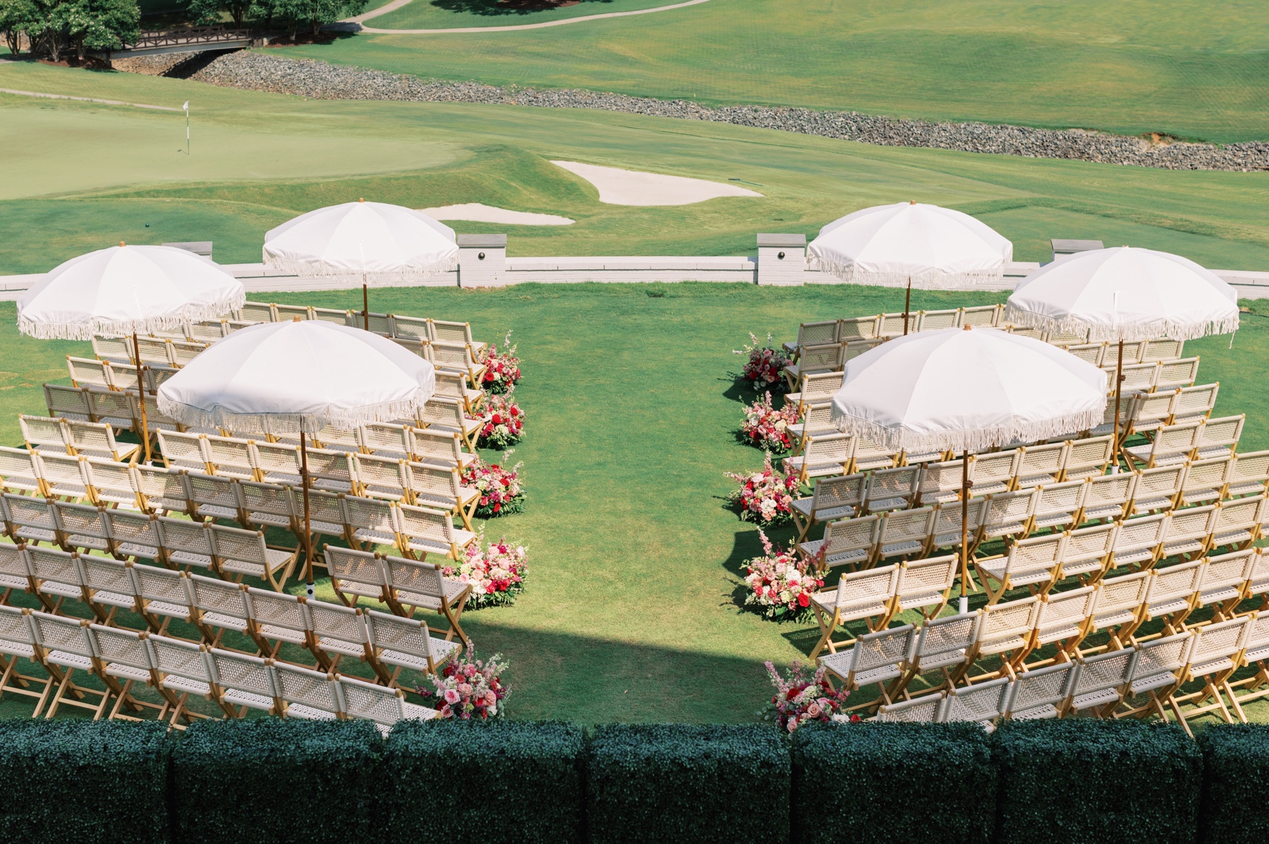 Elegant outdoor wedding ceremony at Myers Park Country Club