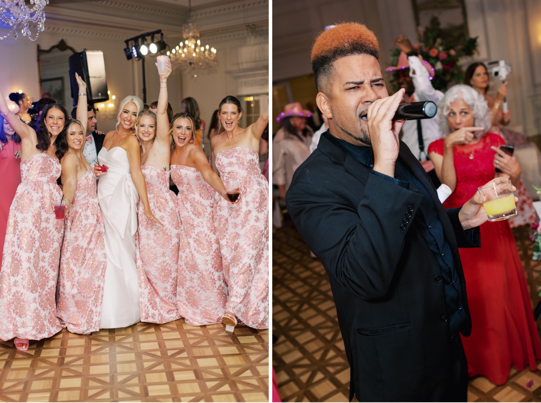 A Pink “Black Tie Frat Party” Wedding at Myers Park Country Club