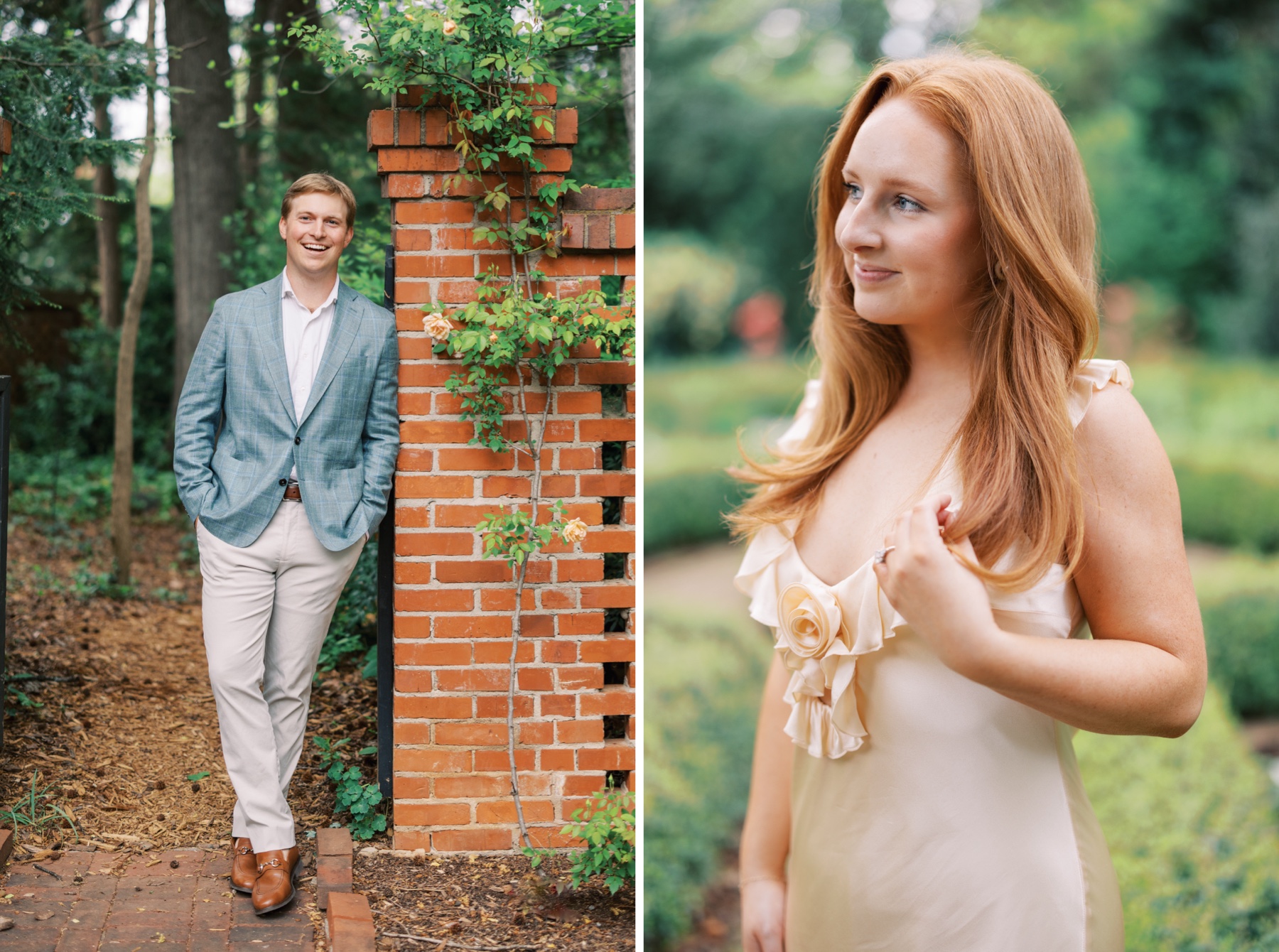 Couple at Wing Haven Gardens in Charlotte 