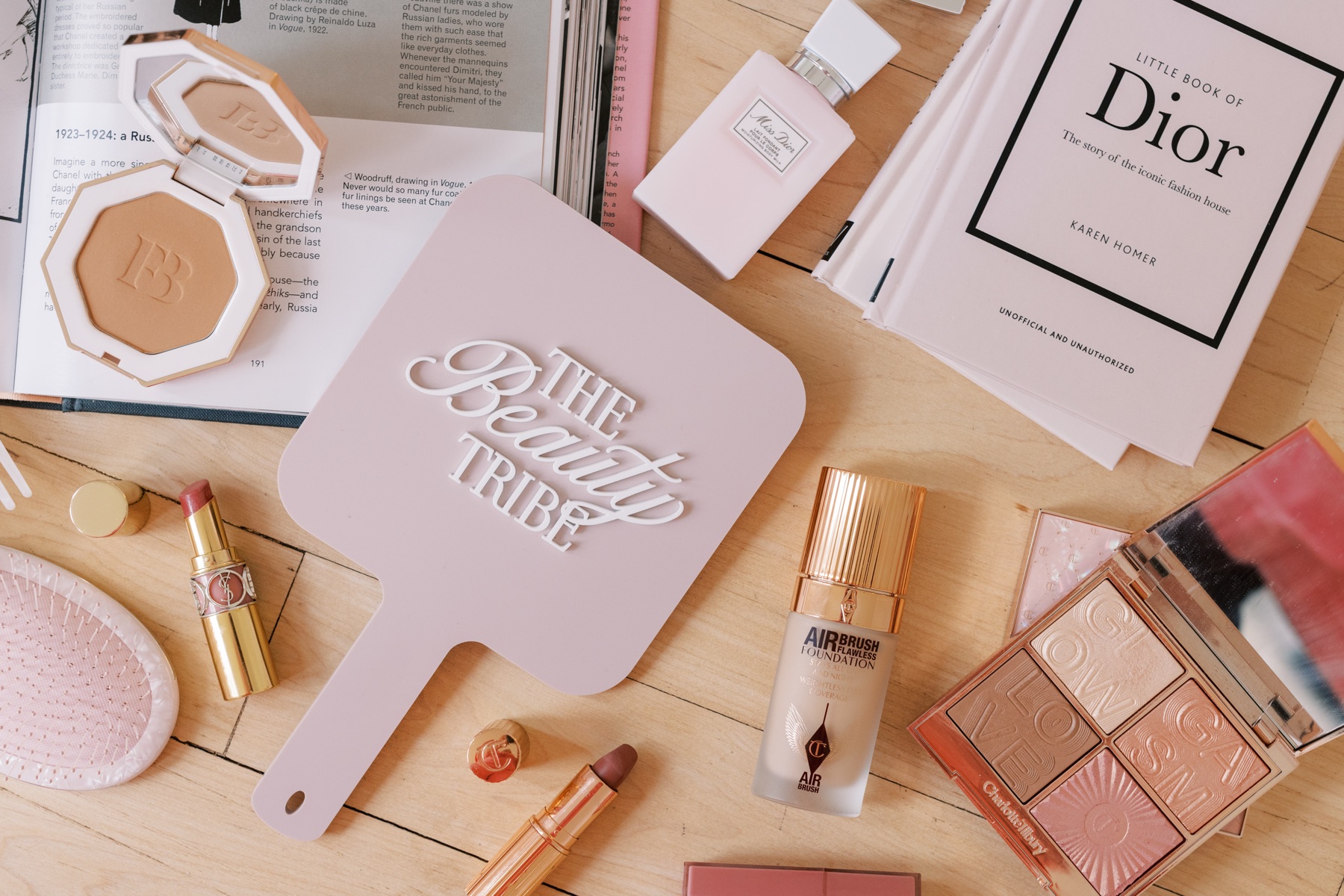 Beauty business branding session flat lay by Charlotte branding photographer 