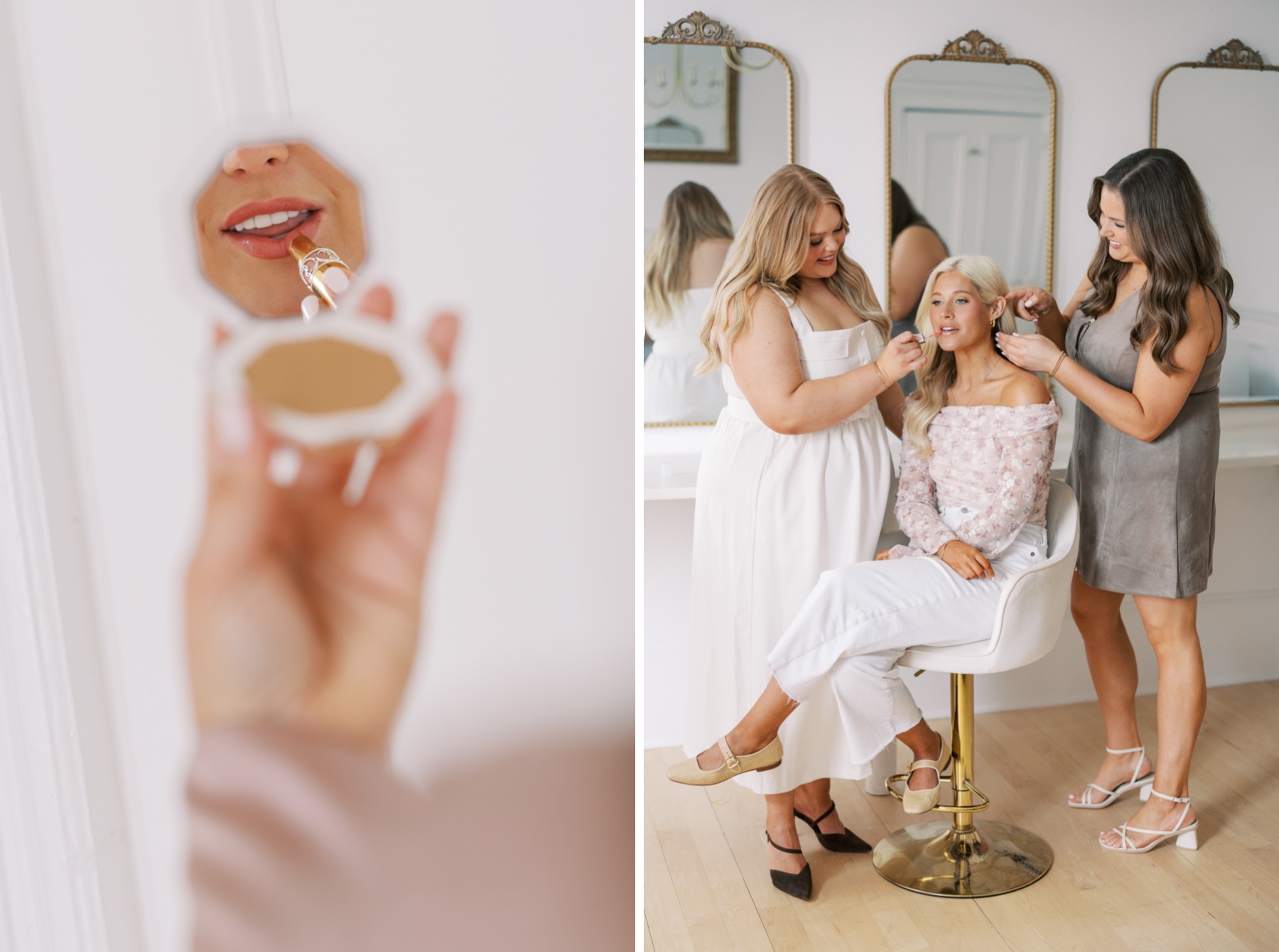 interactive branding session for beauty business with woman putting on makeup
