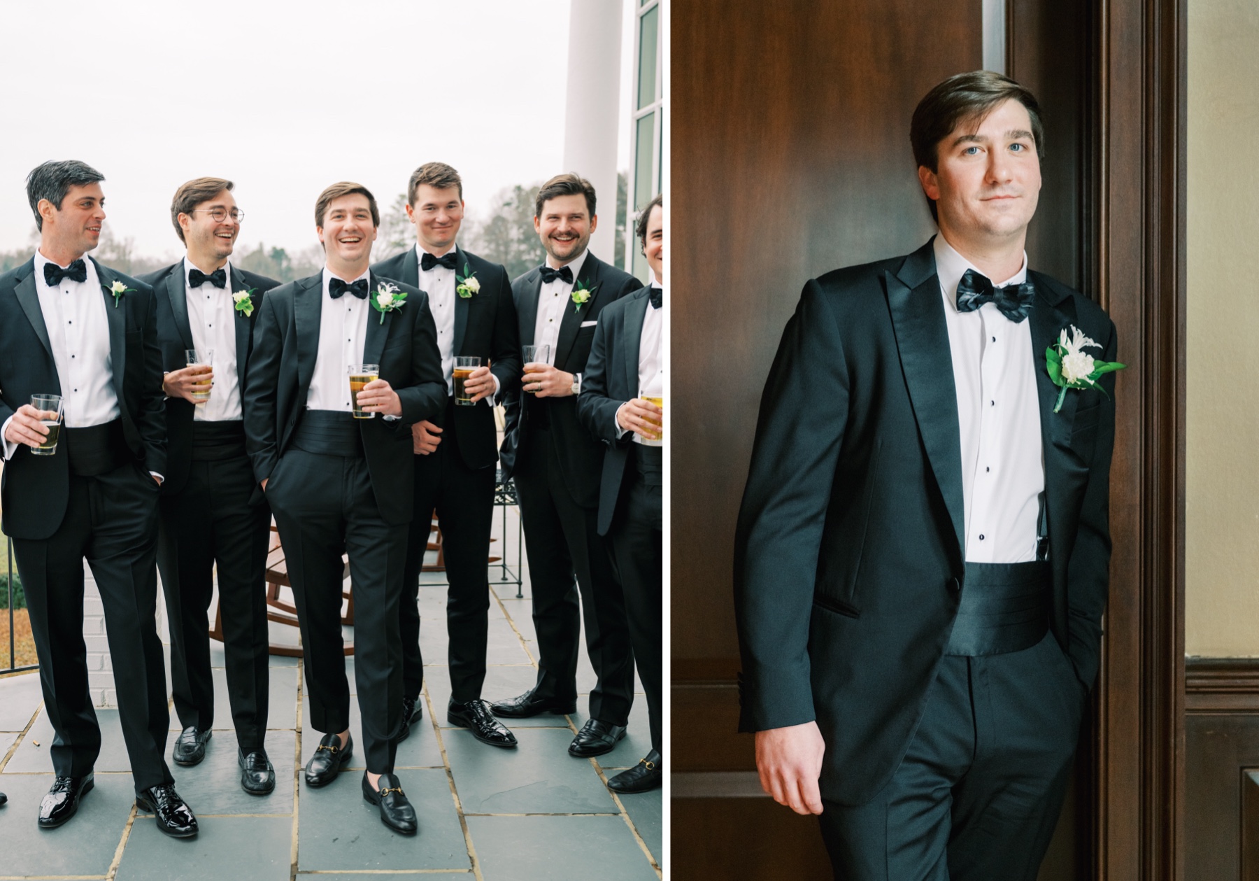 Groom and groomsmen from Joyful Winter Wedding at Charlotte Country Club