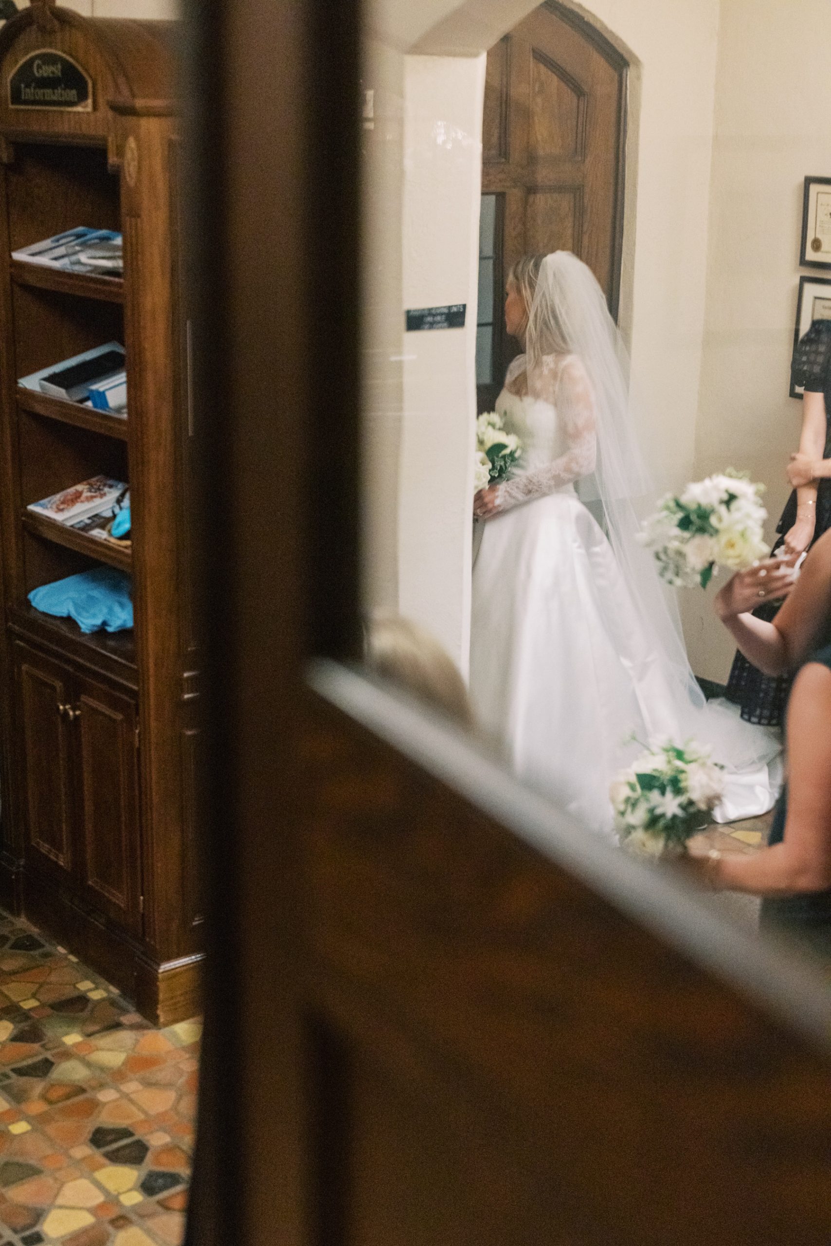 bride in hiding at wedding ceremony 