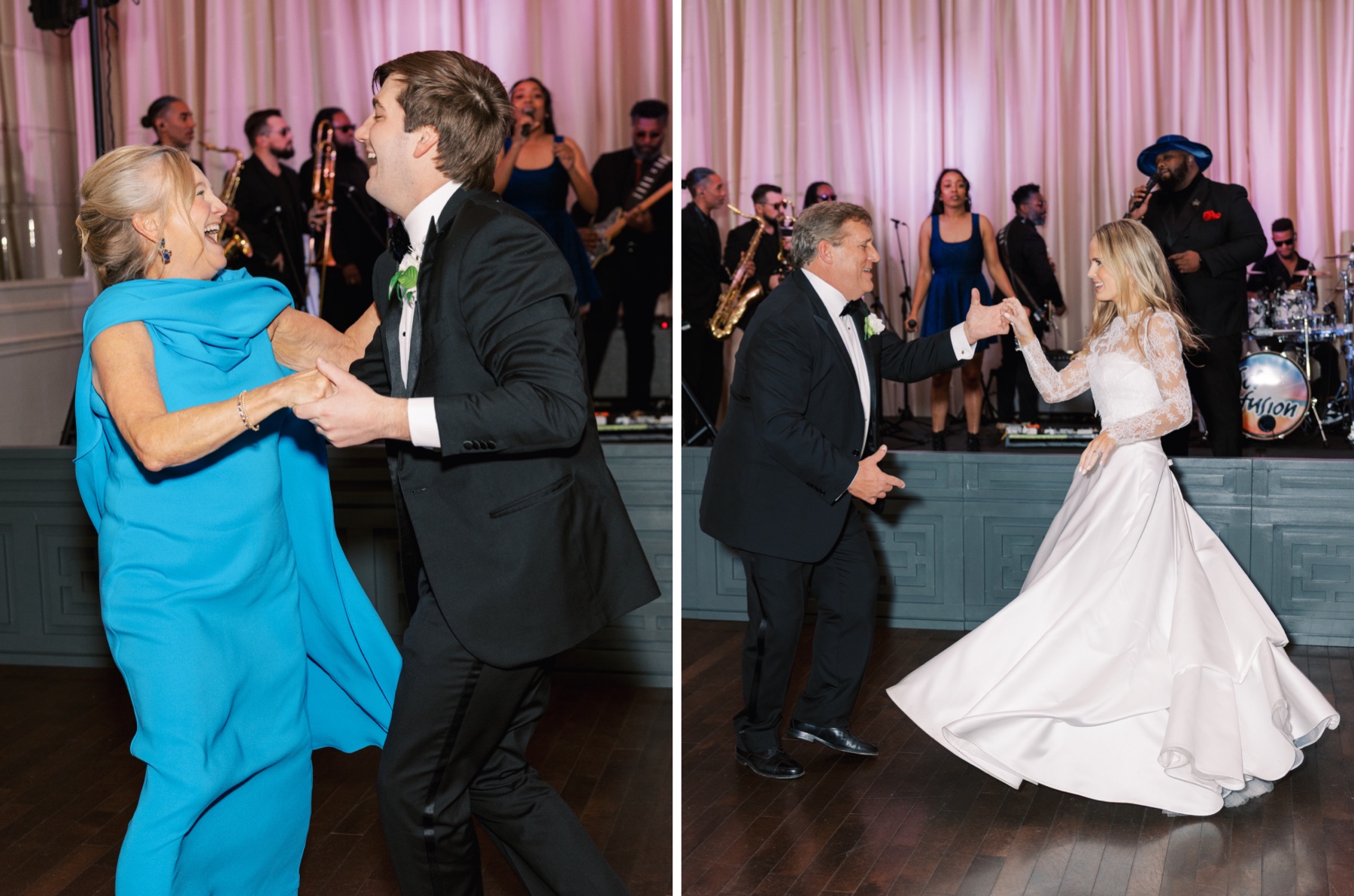 parent dances at joyful Winter Wedding at Charlotte Country Club