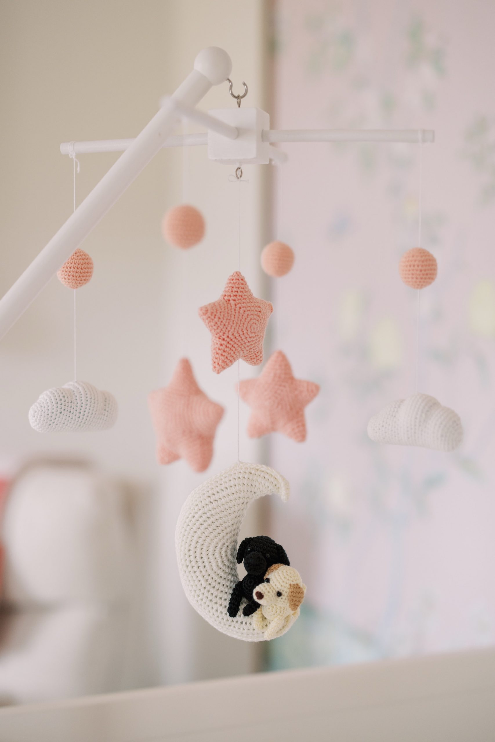 a custom mobile in a charlotte newborn nursery