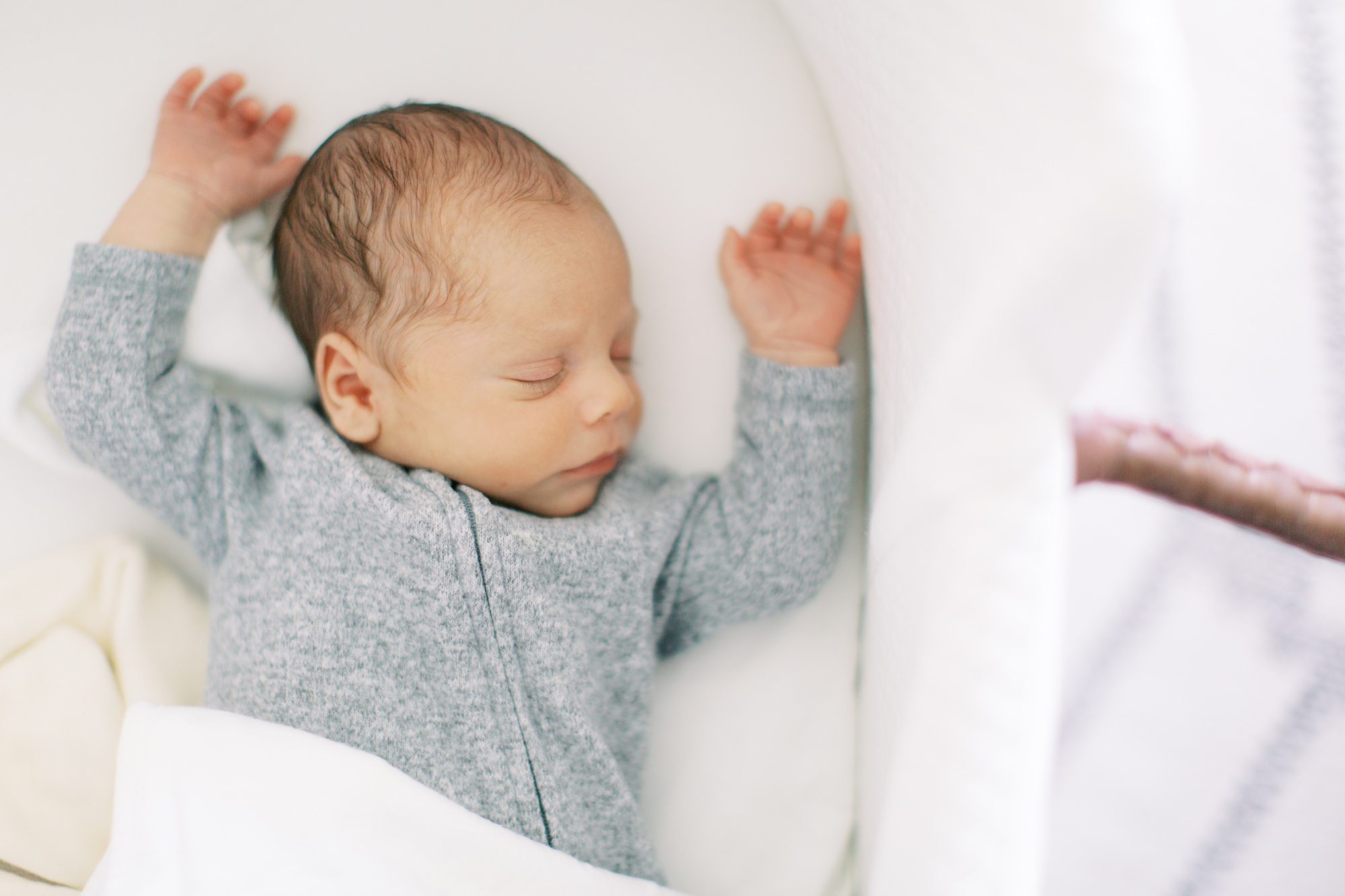 baby boy sleeps during Charlotte lifestyle newborn session