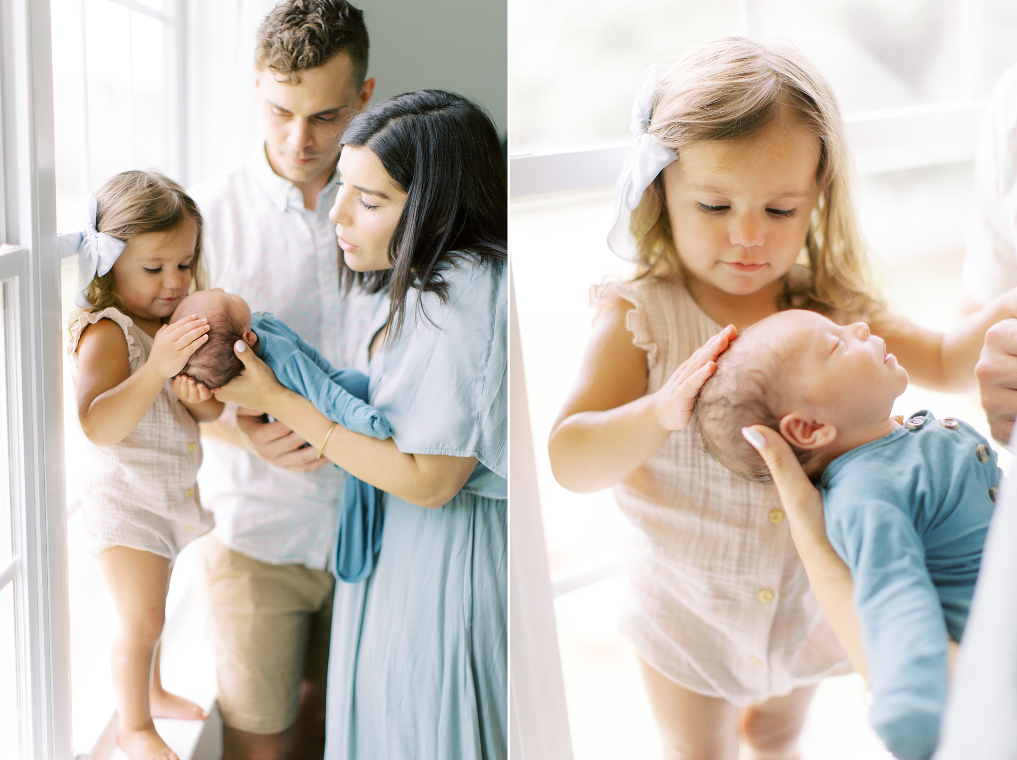 family portraits at home with newborn baby boy
