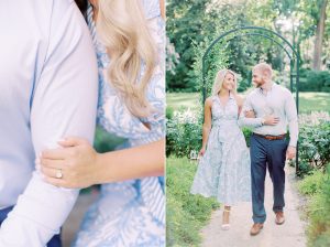 engagement portraits in gardens of Duke Mansion in Charlotte NC