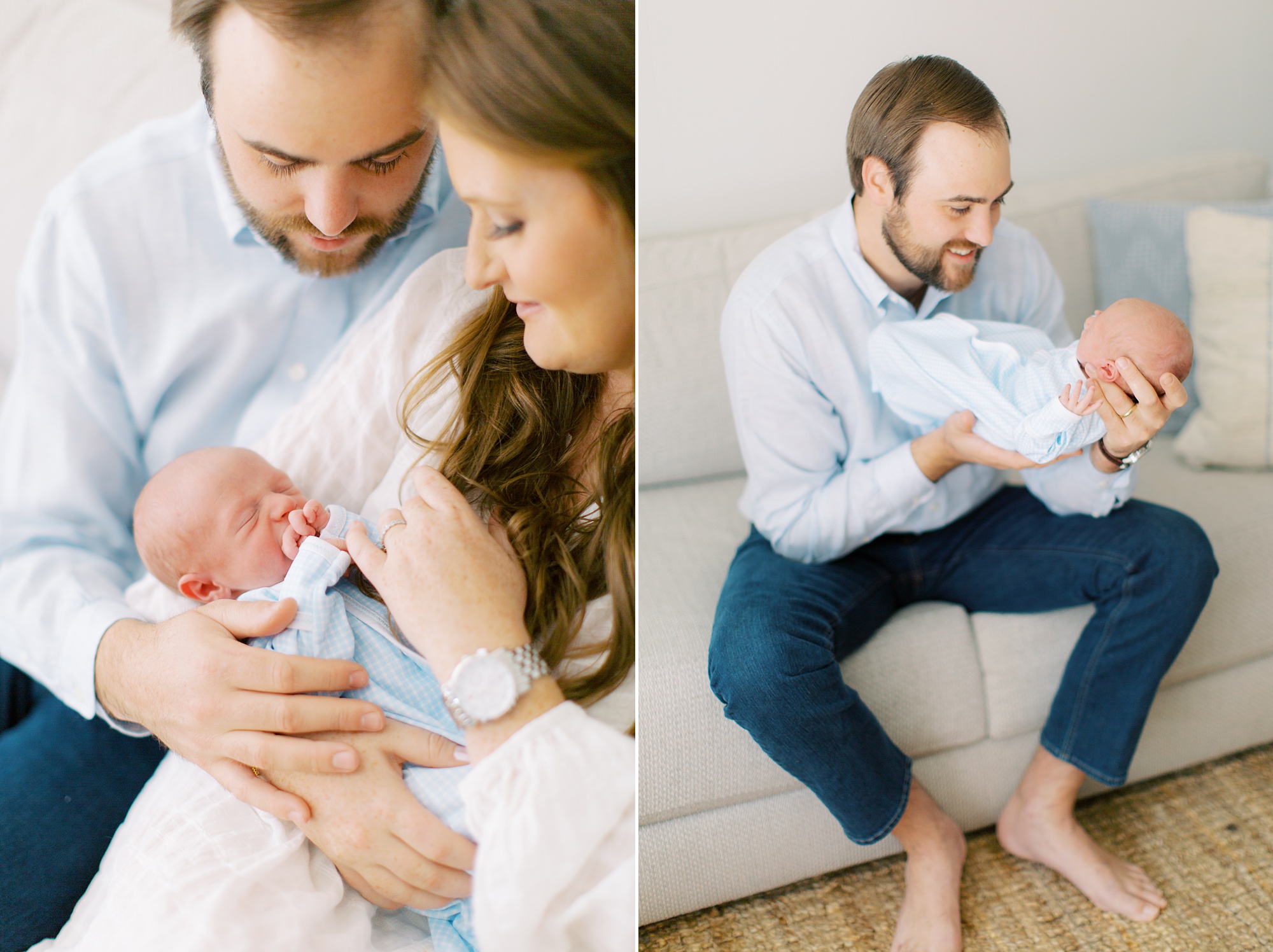 Charlotte newborn photographer Demi Mabry captures new parents with baby boy