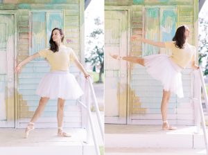 ballerina points toe during branding photos