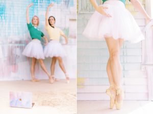 ballerinas pose during Uptown Charlotte Branding Session