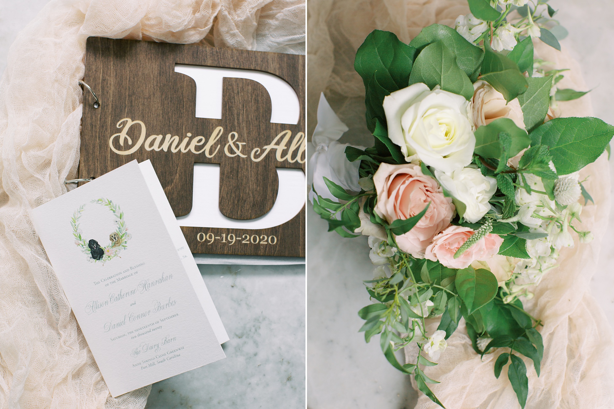 floral details for Dairy Barn wedding
