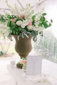 floral details for wedding reception