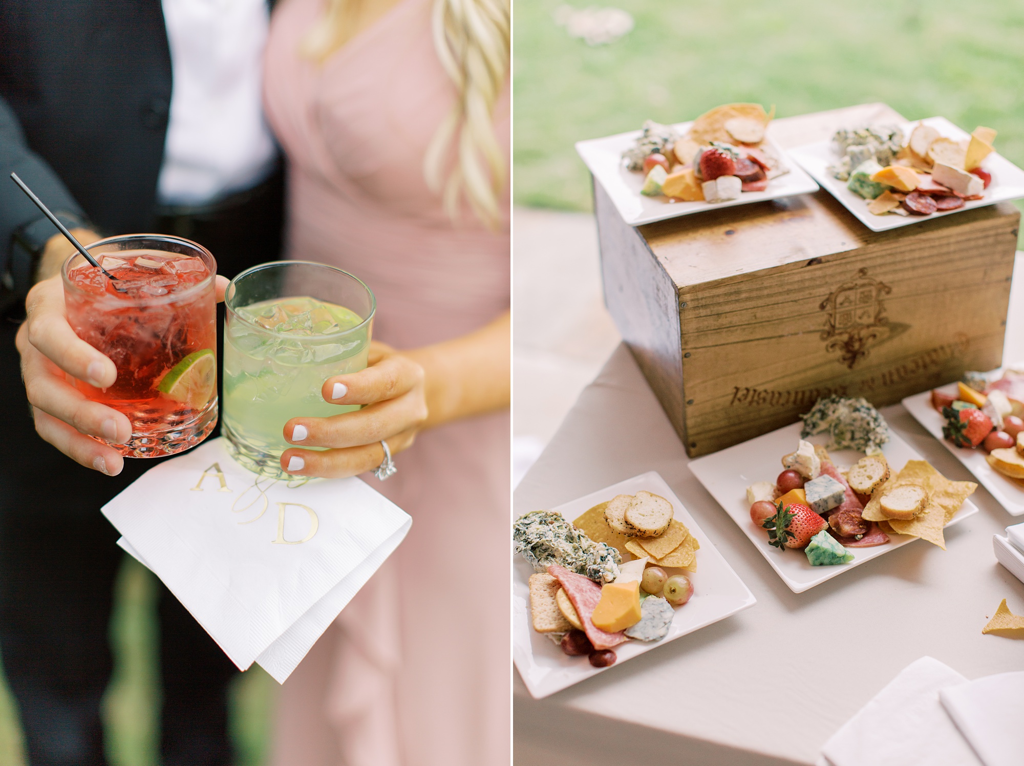 guests show custom cocktails for The Dairy Barn reception