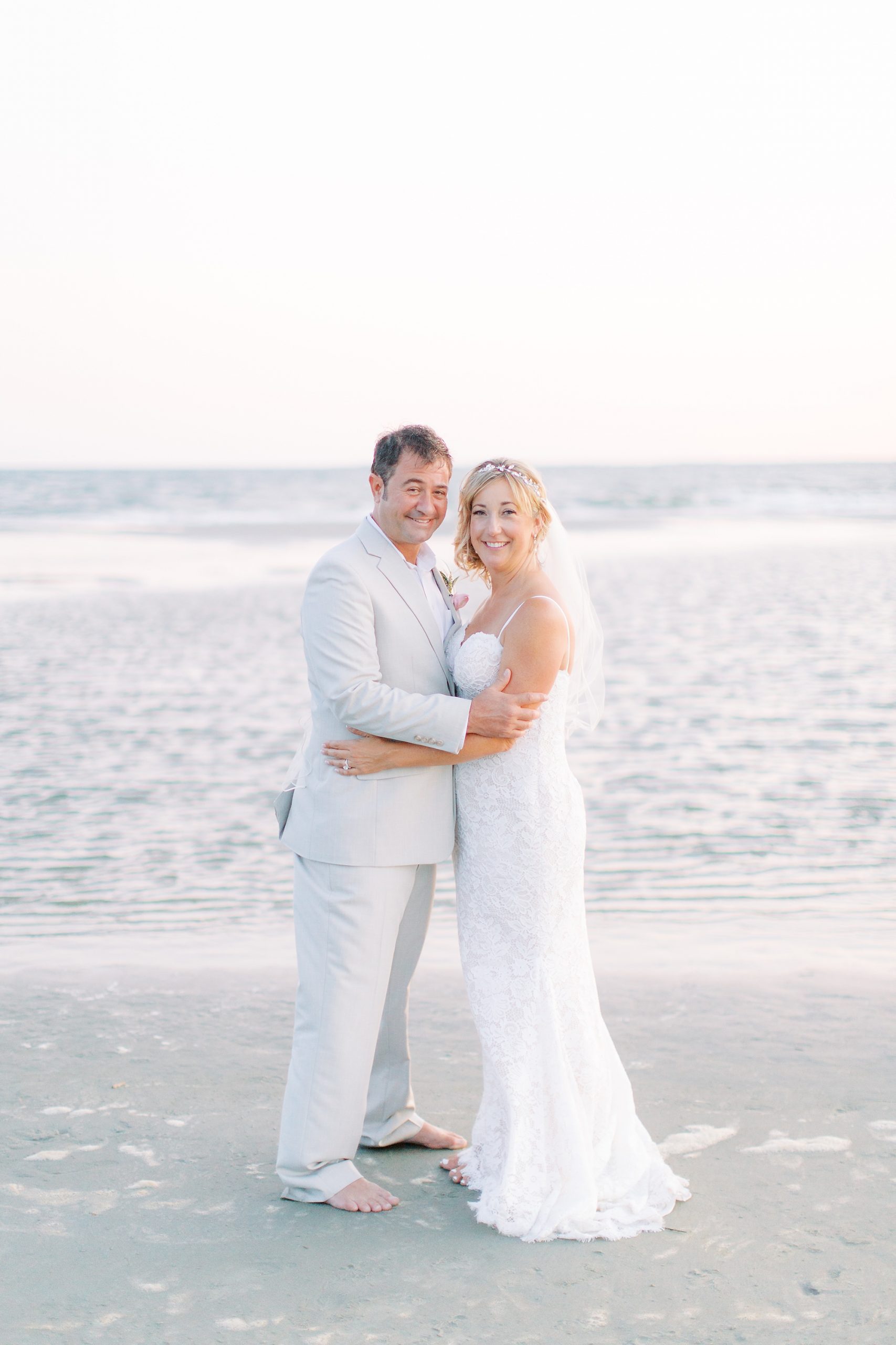 sunset wedding portraits during Charleston microwedding on Sullivan's Island