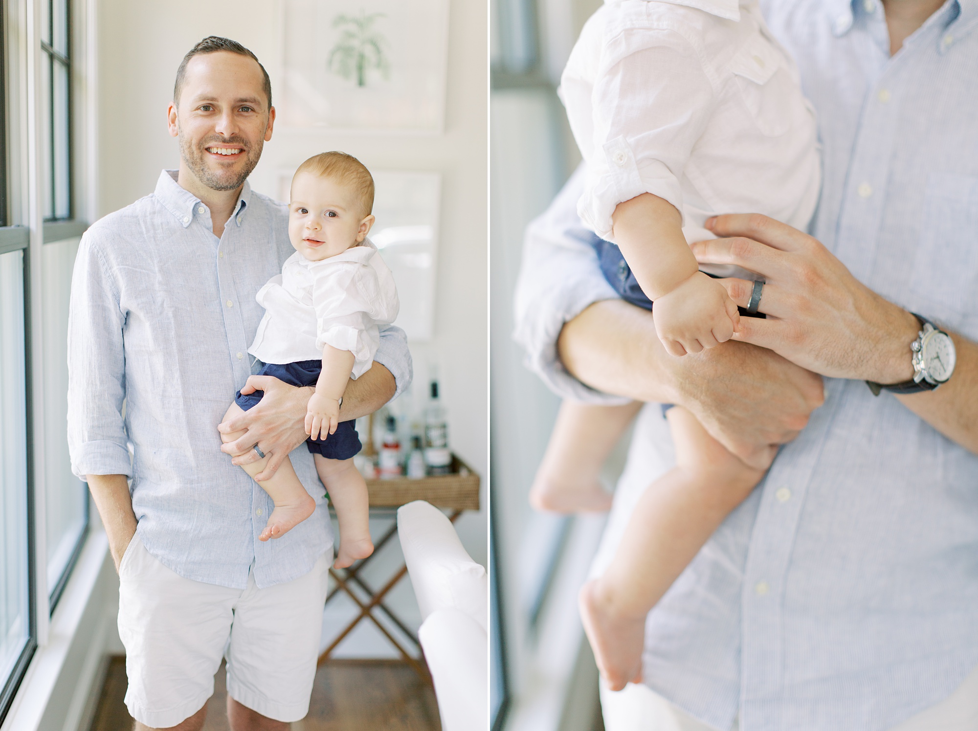 dad holds son and tickles his belly during lifestyle photos