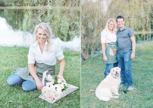 branding portraits for florist with husband and dog