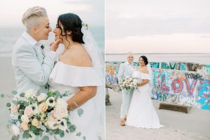 Charleston wedding portraits by colorful mural