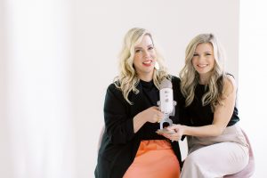 wedding planners hold microphone during Charlotte Personal Branding Session