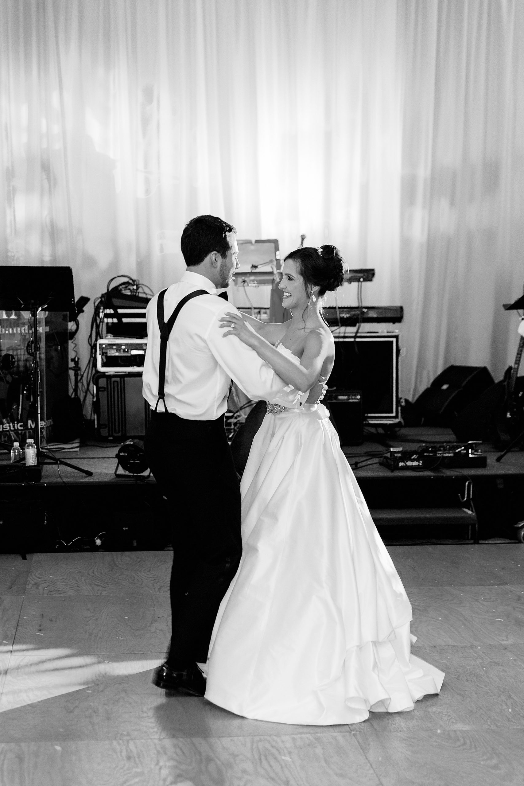 newlyweds have first dance during NC wedding reception