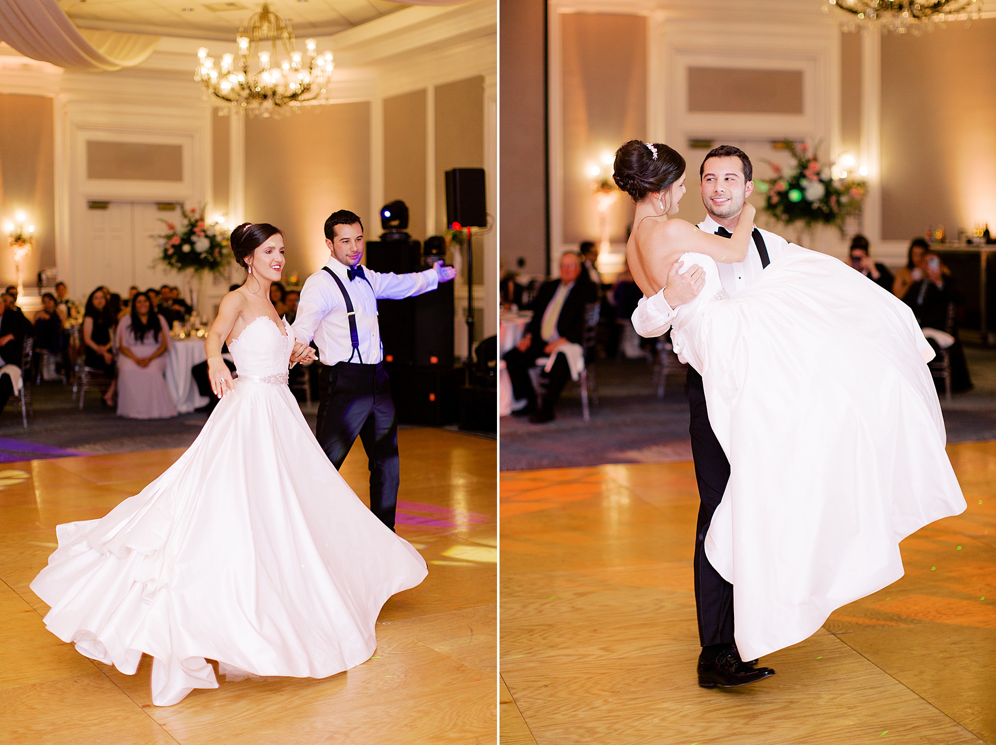 first dance for bride and groom during NC wedding reception