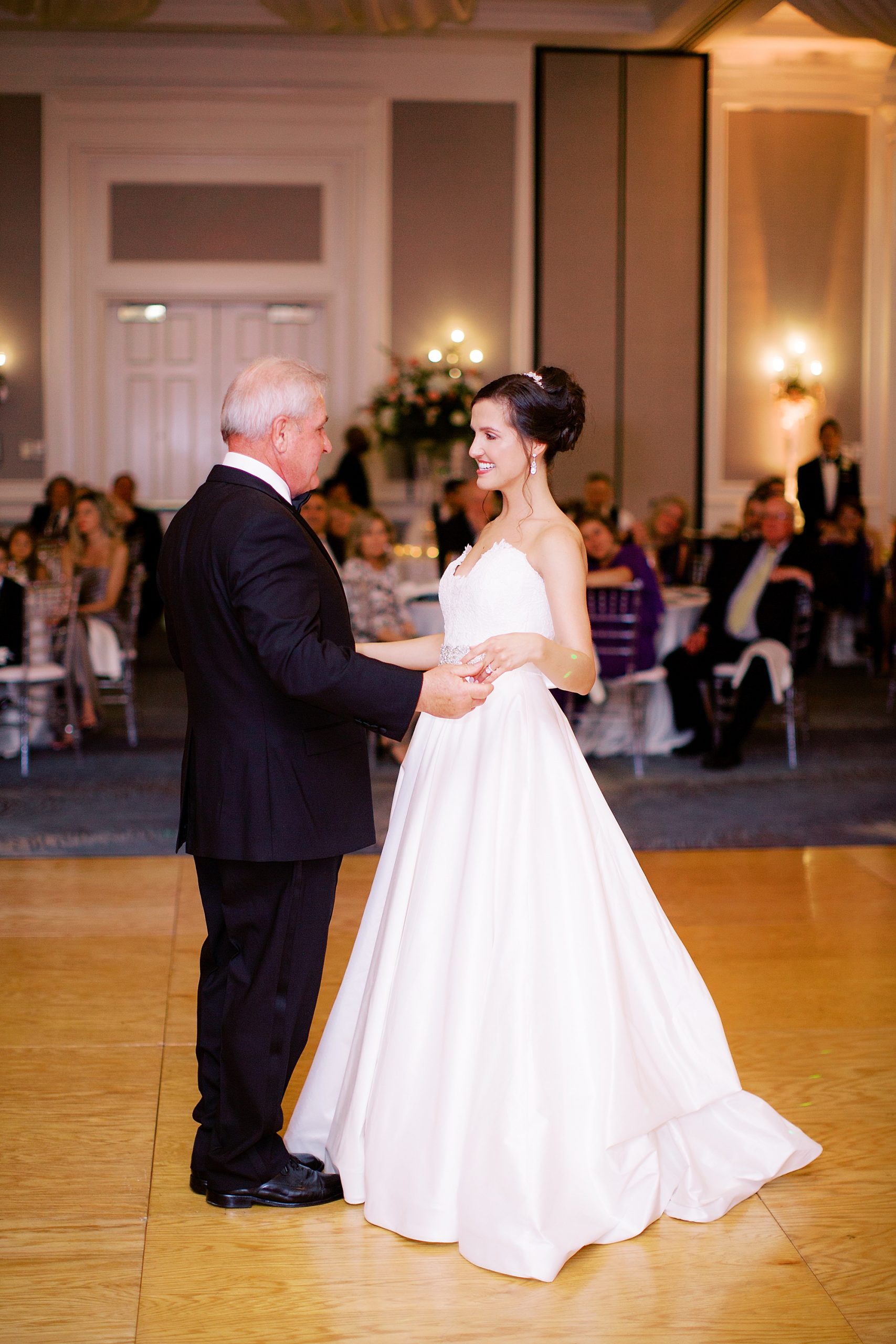 bride and father dance during NC wedding reception