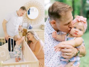 dad kisses daughter during family photos