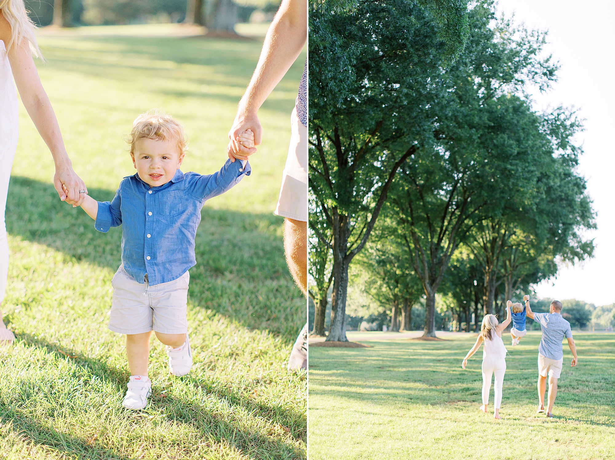 Cabarrus Country Club family portraits with two year old