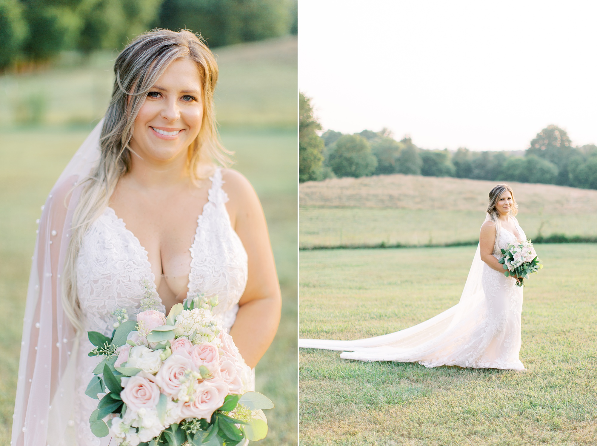 The Dairy Barn bridal portraits for bride with pastel bouquet