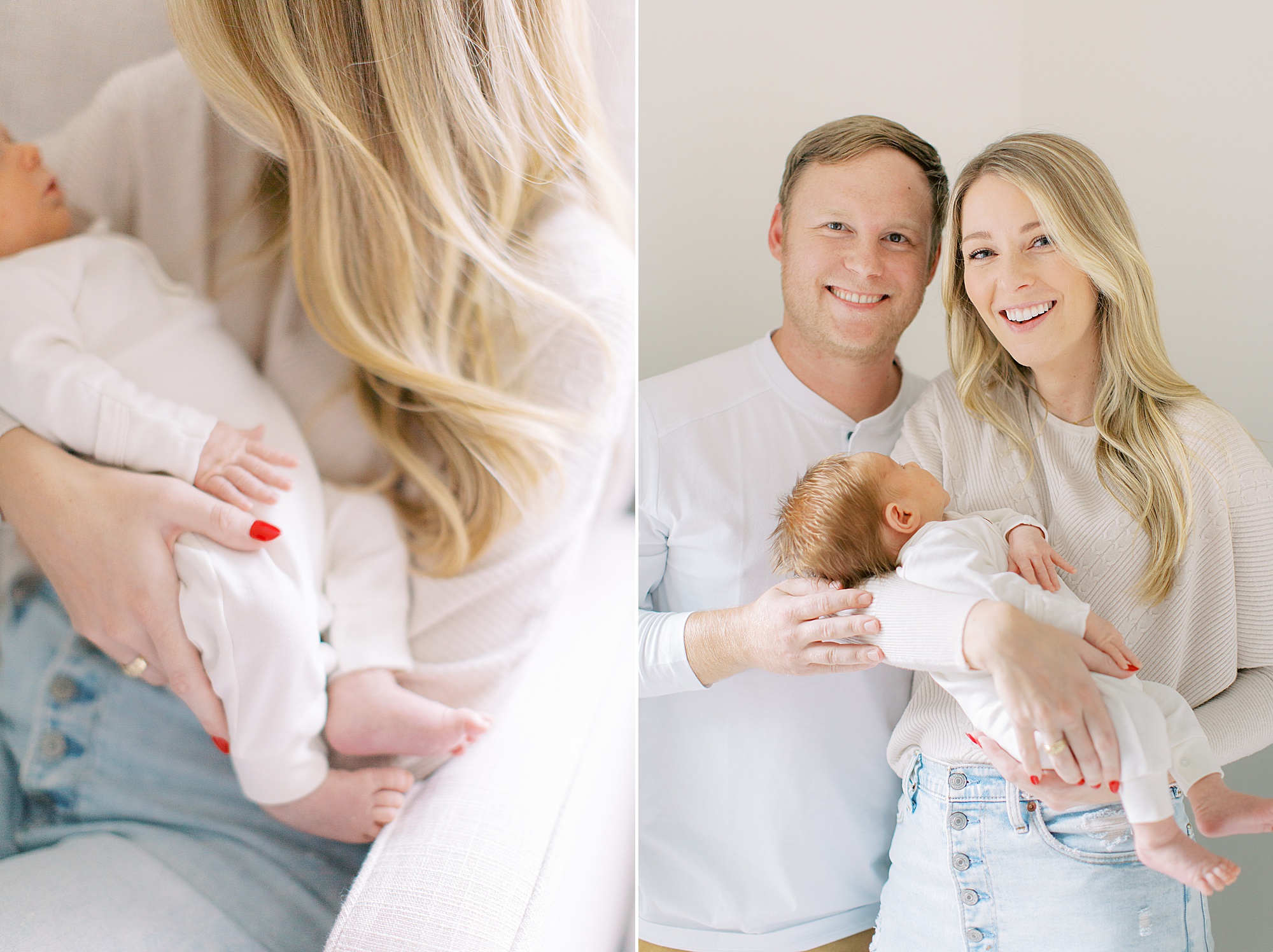 new parents snuggle with baby boy during Charlotte newborn session